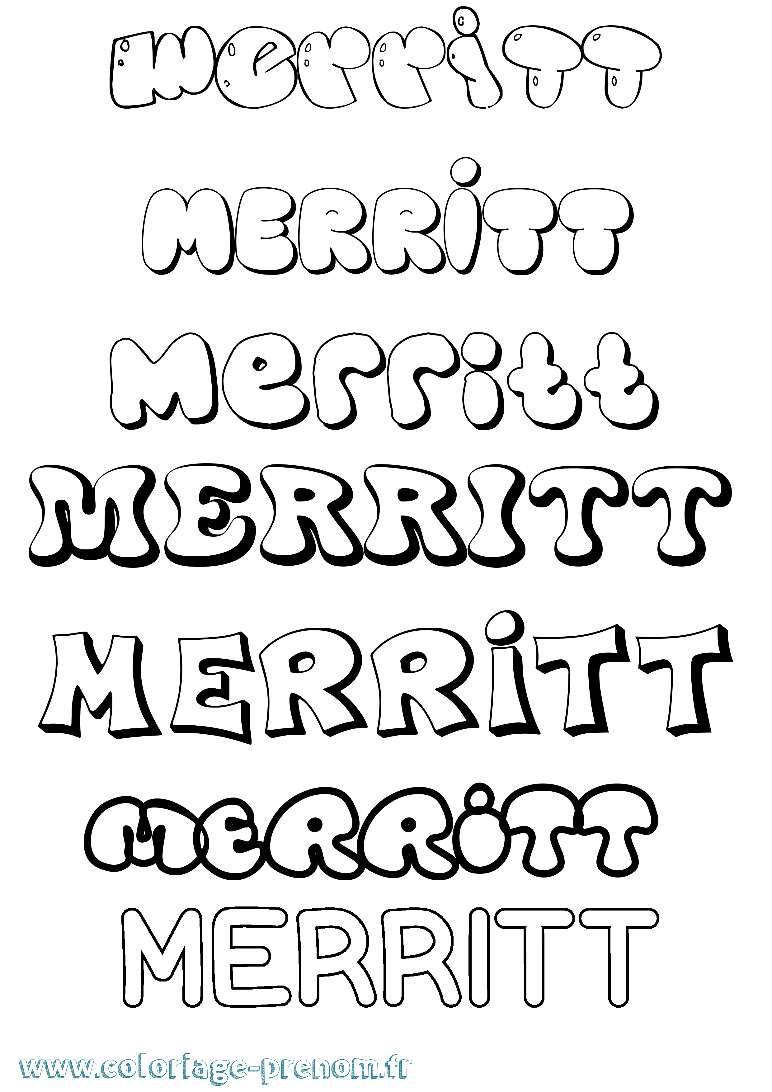 Coloriage Merritt Bubble Coloriage prénom Merritt Bubble
