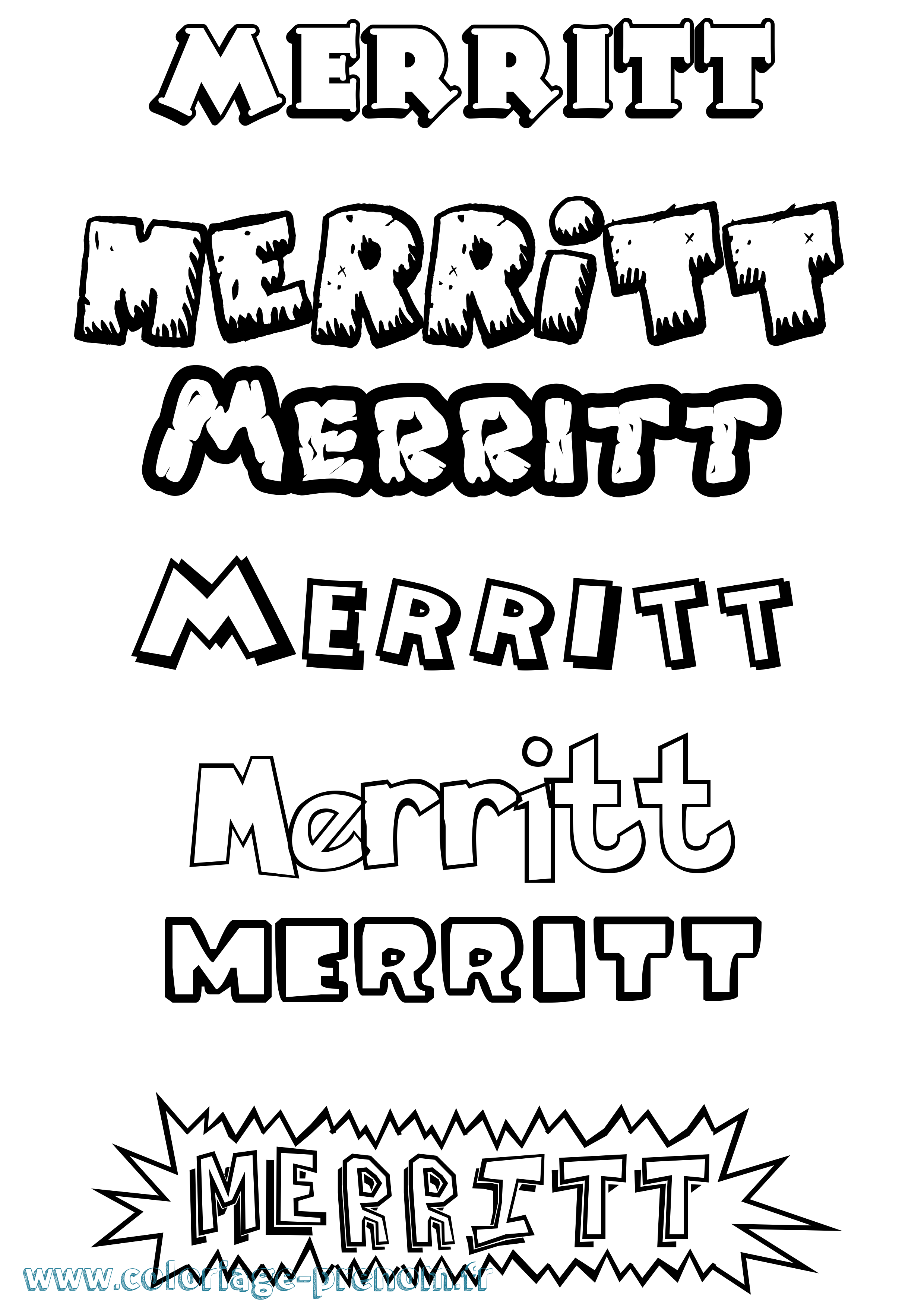 Coloriage Merritt Dessin Animé Coloriage prénom Merritt Dessin Animé