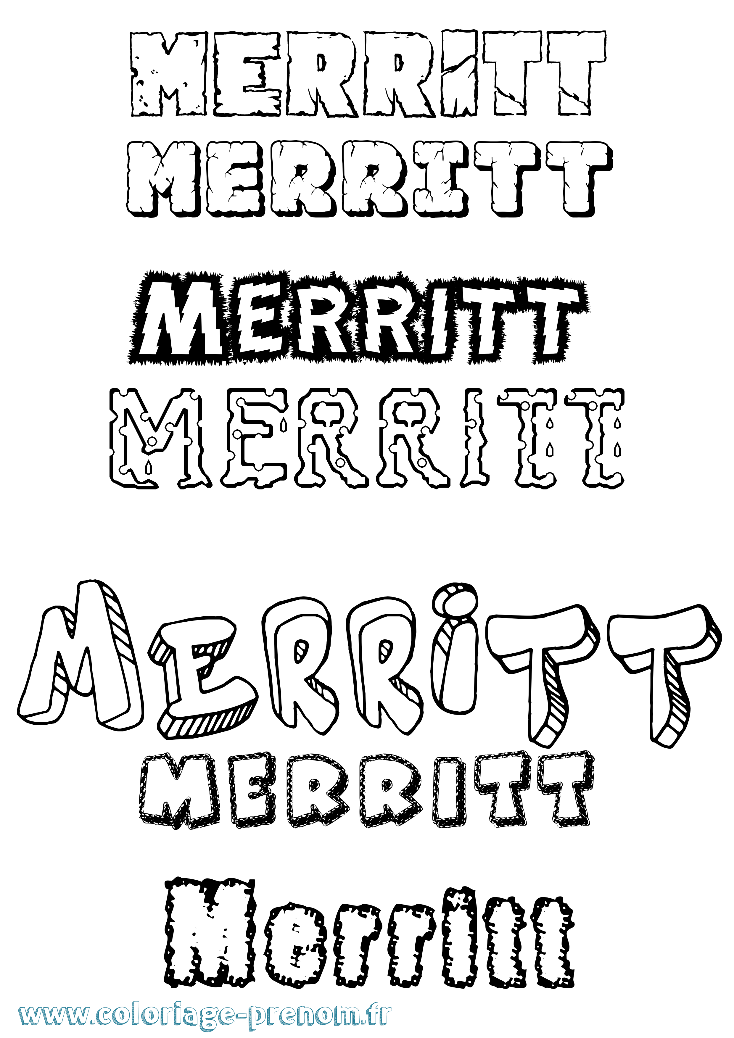 Coloriage Merritt Destructuré Coloriage prénom Merritt Destructuré