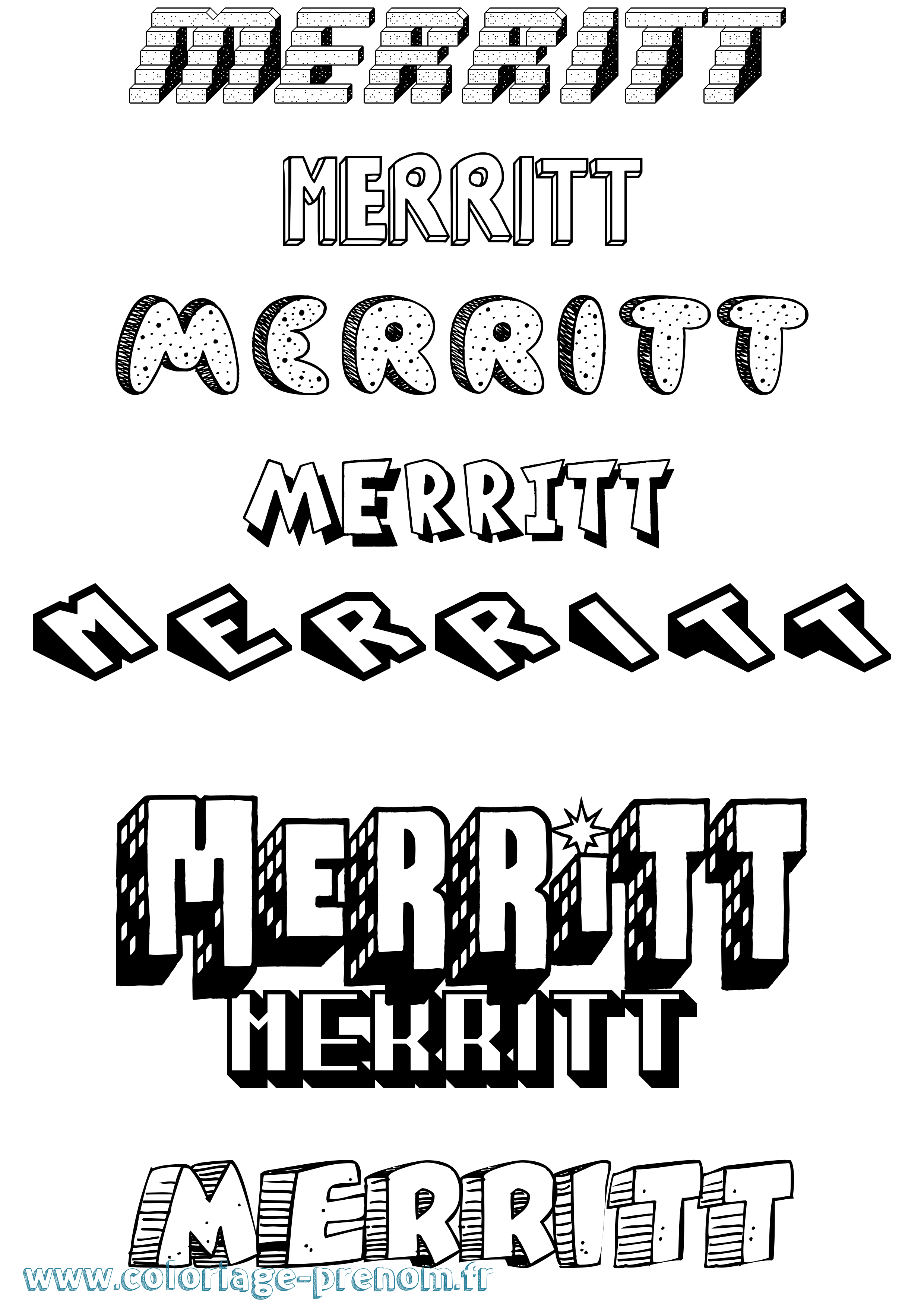 Coloriage Merritt Effet 3D Coloriage prénom Merritt Effet 3D