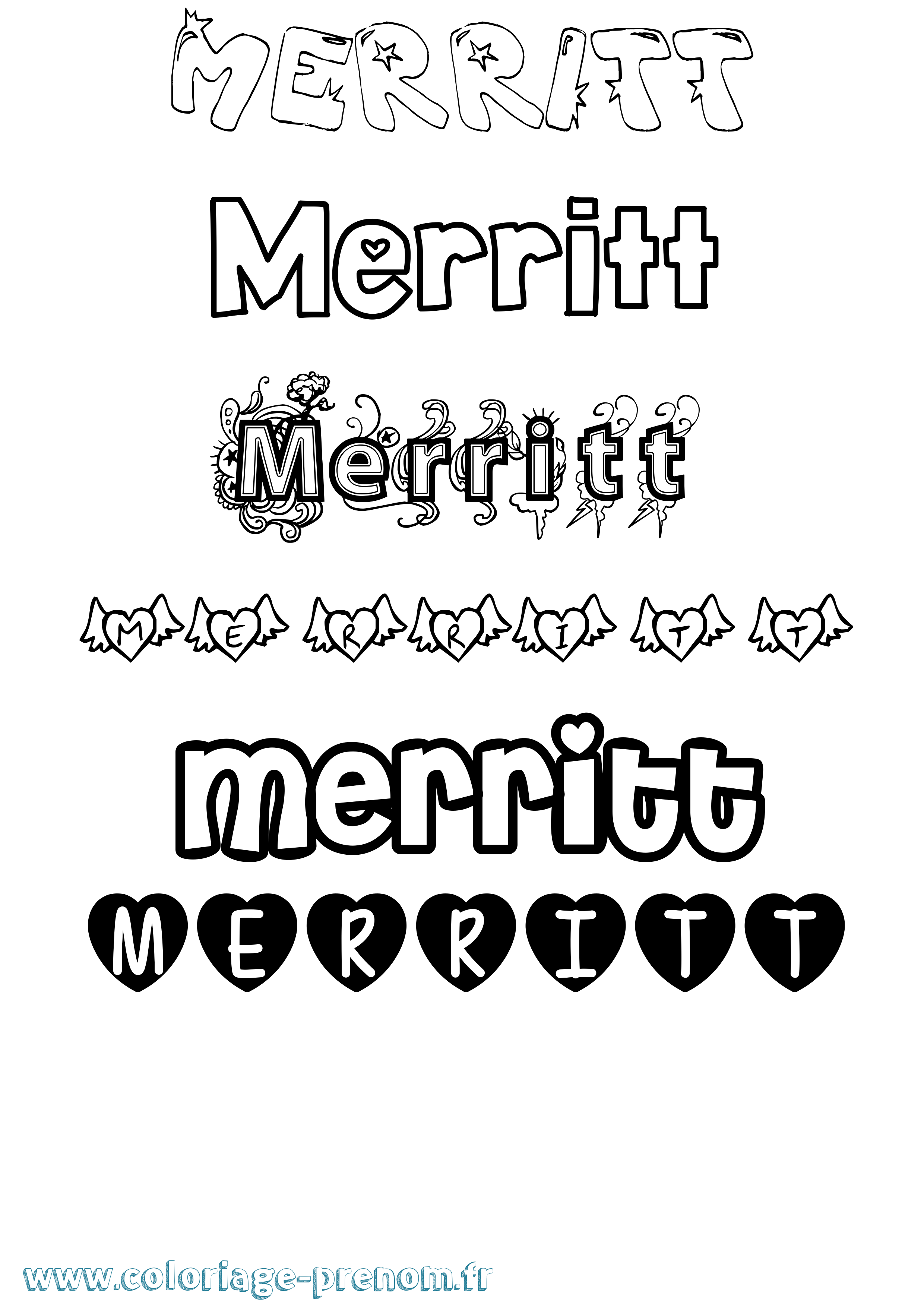Coloriage Merritt Girly Coloriage prénom Merritt Girly
