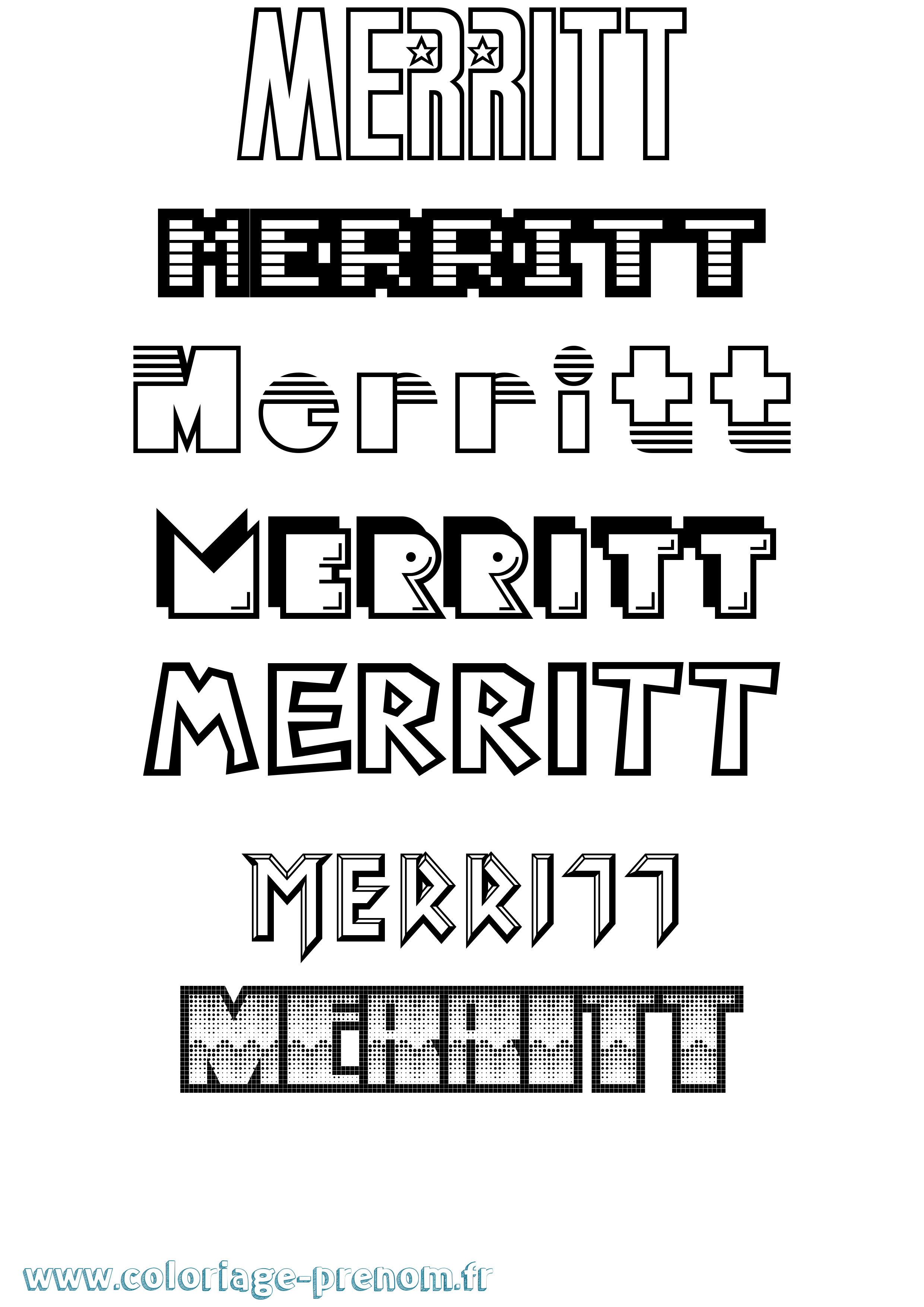 Coloriage Merritt Jeux Vidéos Coloriage prénom Merritt Jeux Vidéos
