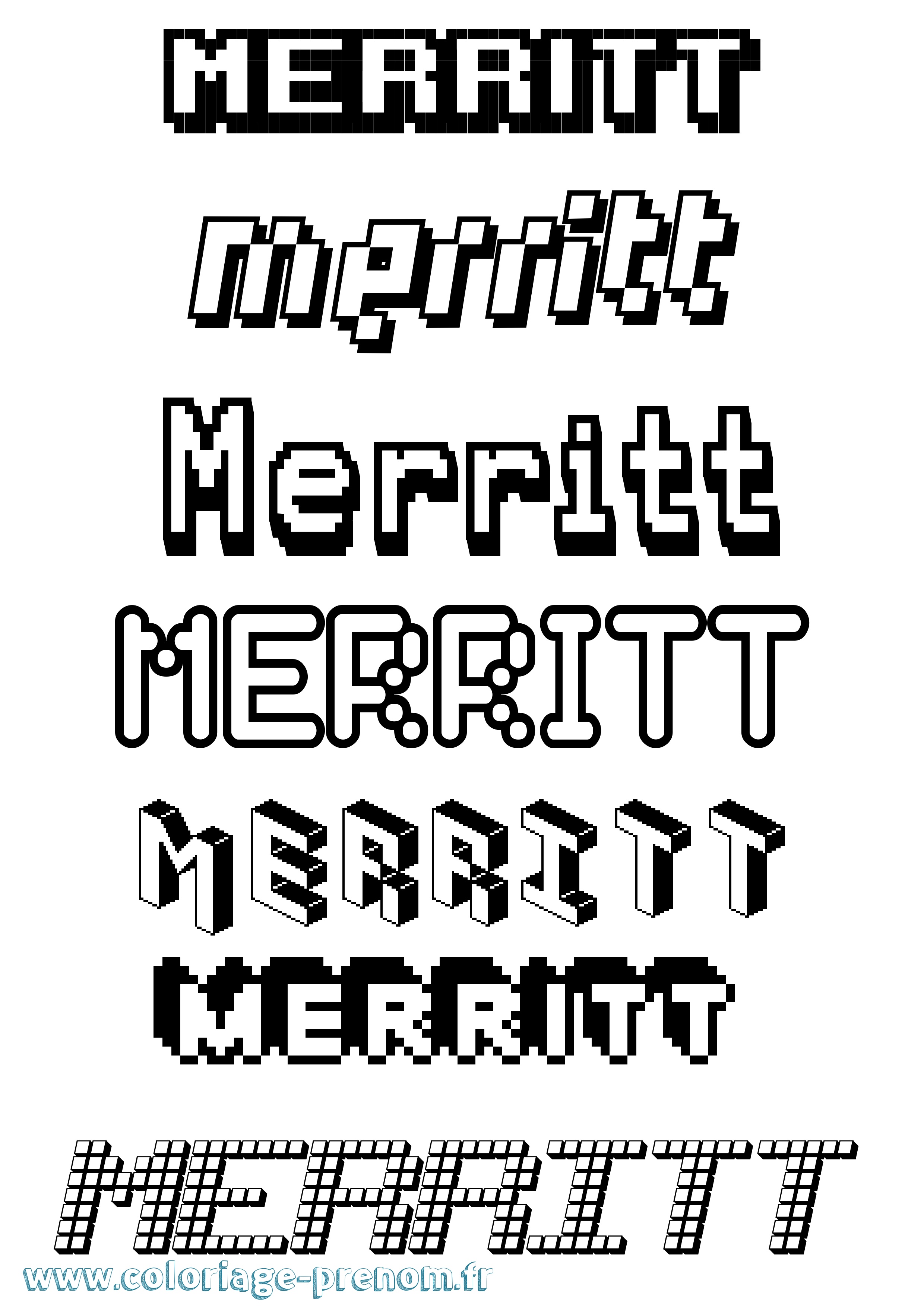 Coloriage Merritt Pixel Coloriage prénom Merritt Pixel