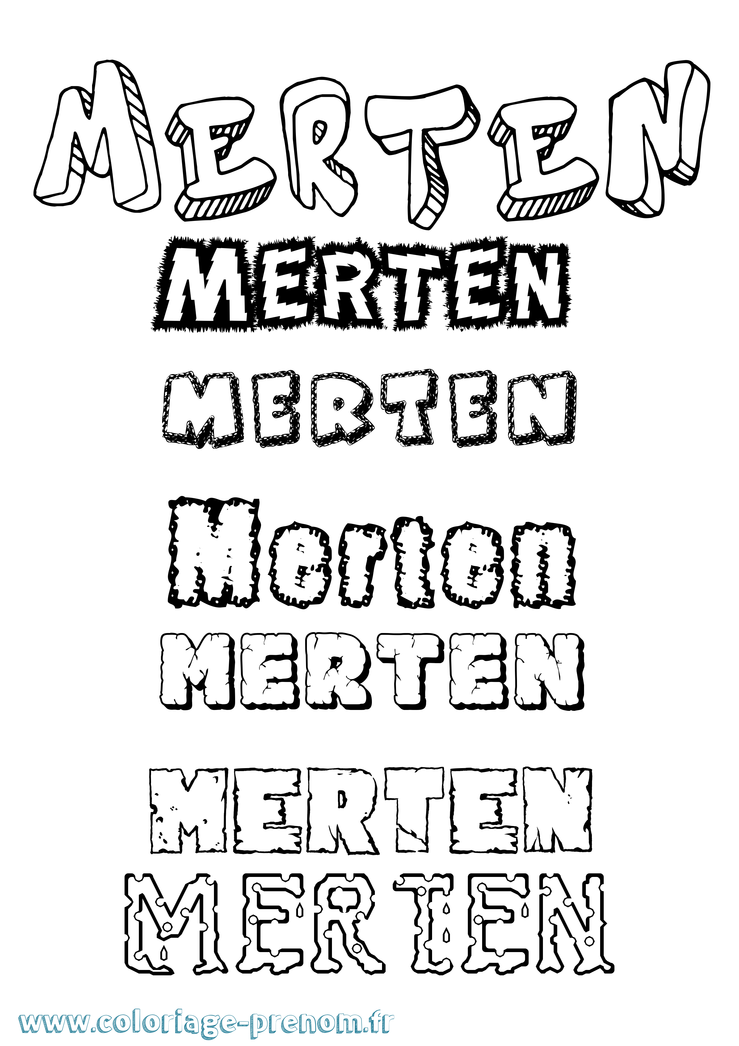 Coloriage Merten Destructuré Coloriage prénom Merten Destructuré