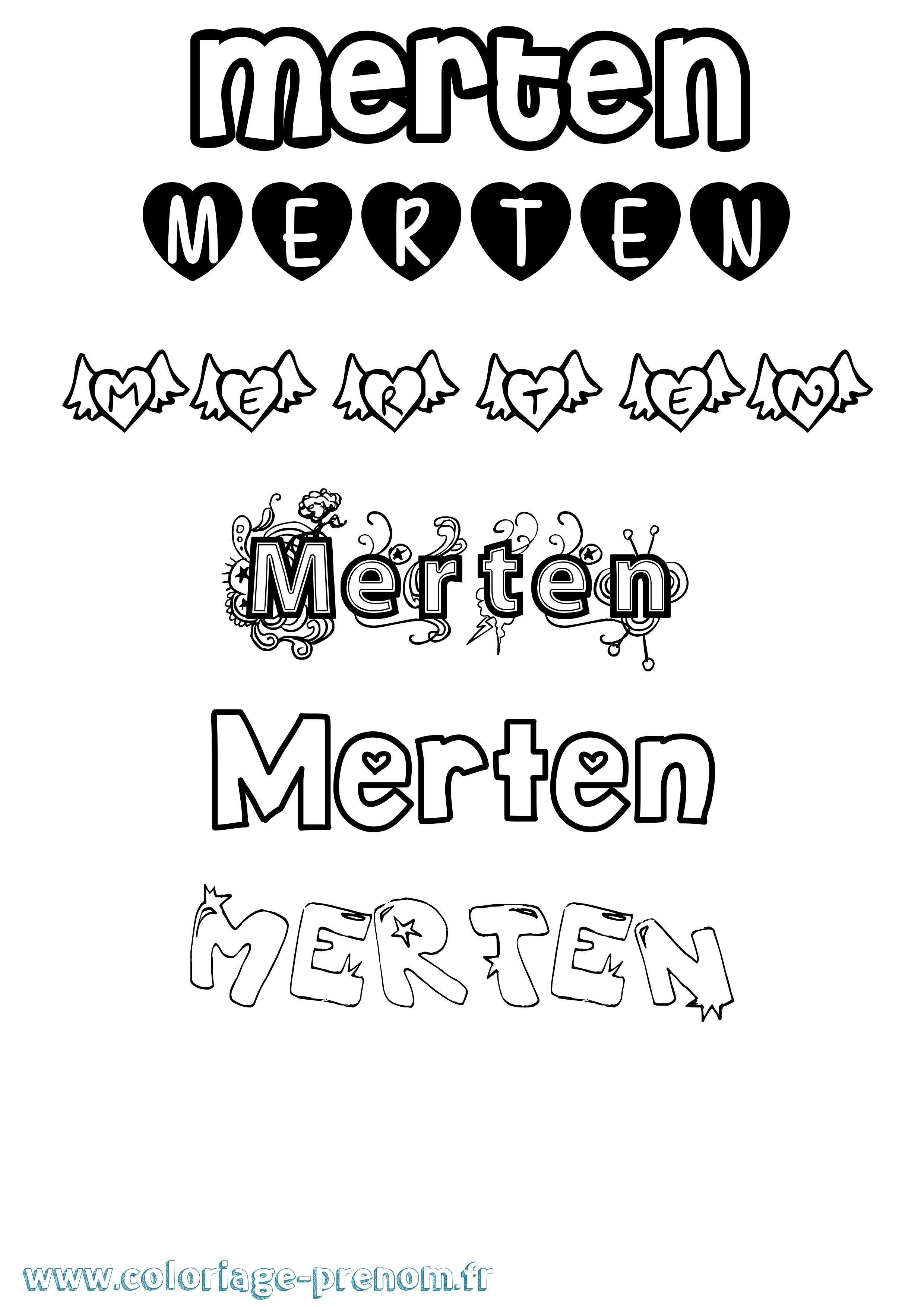 Coloriage Merten Girly Coloriage prénom Merten Girly