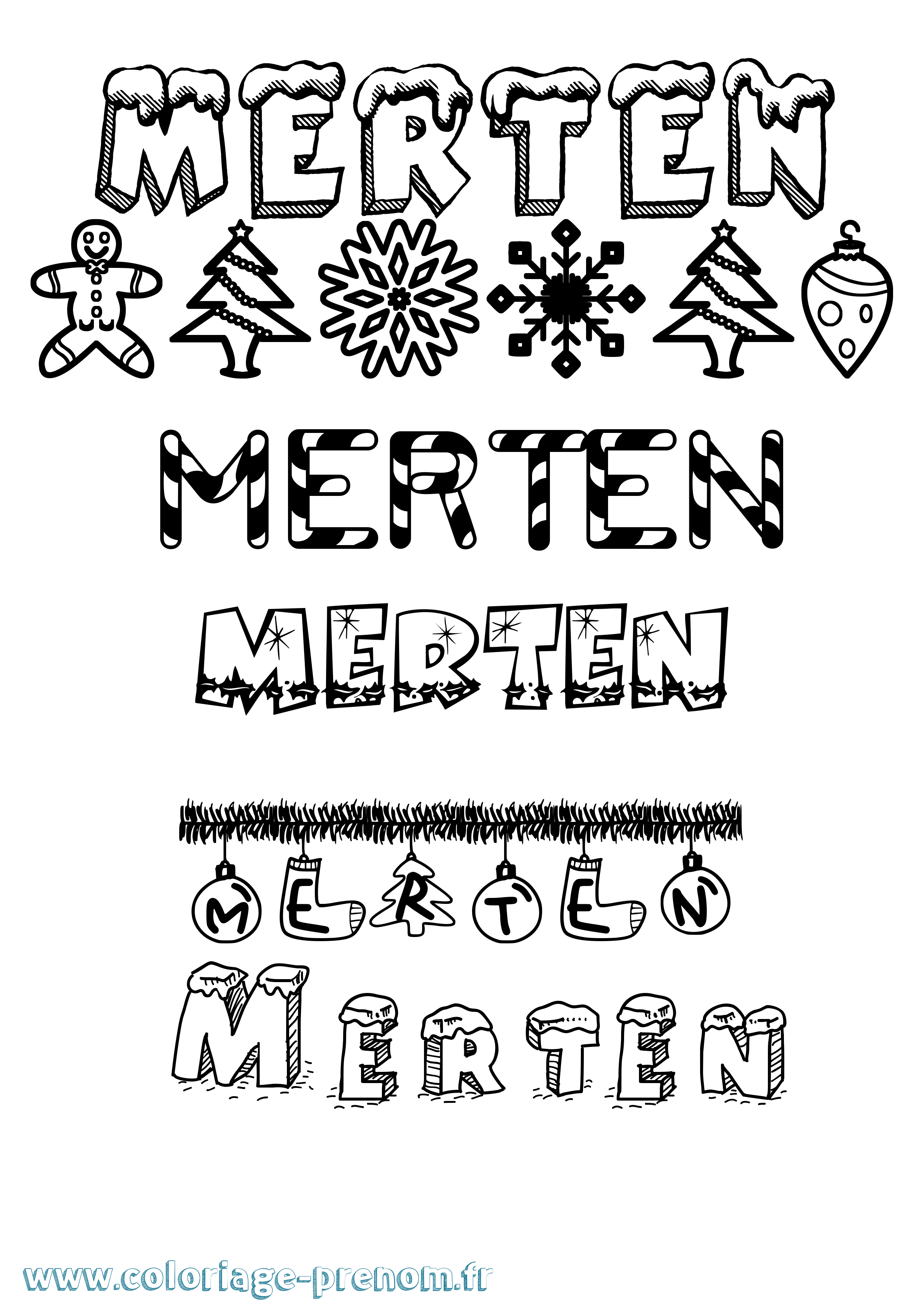 Coloriage Merten Noël Coloriage prénom Merten Noël