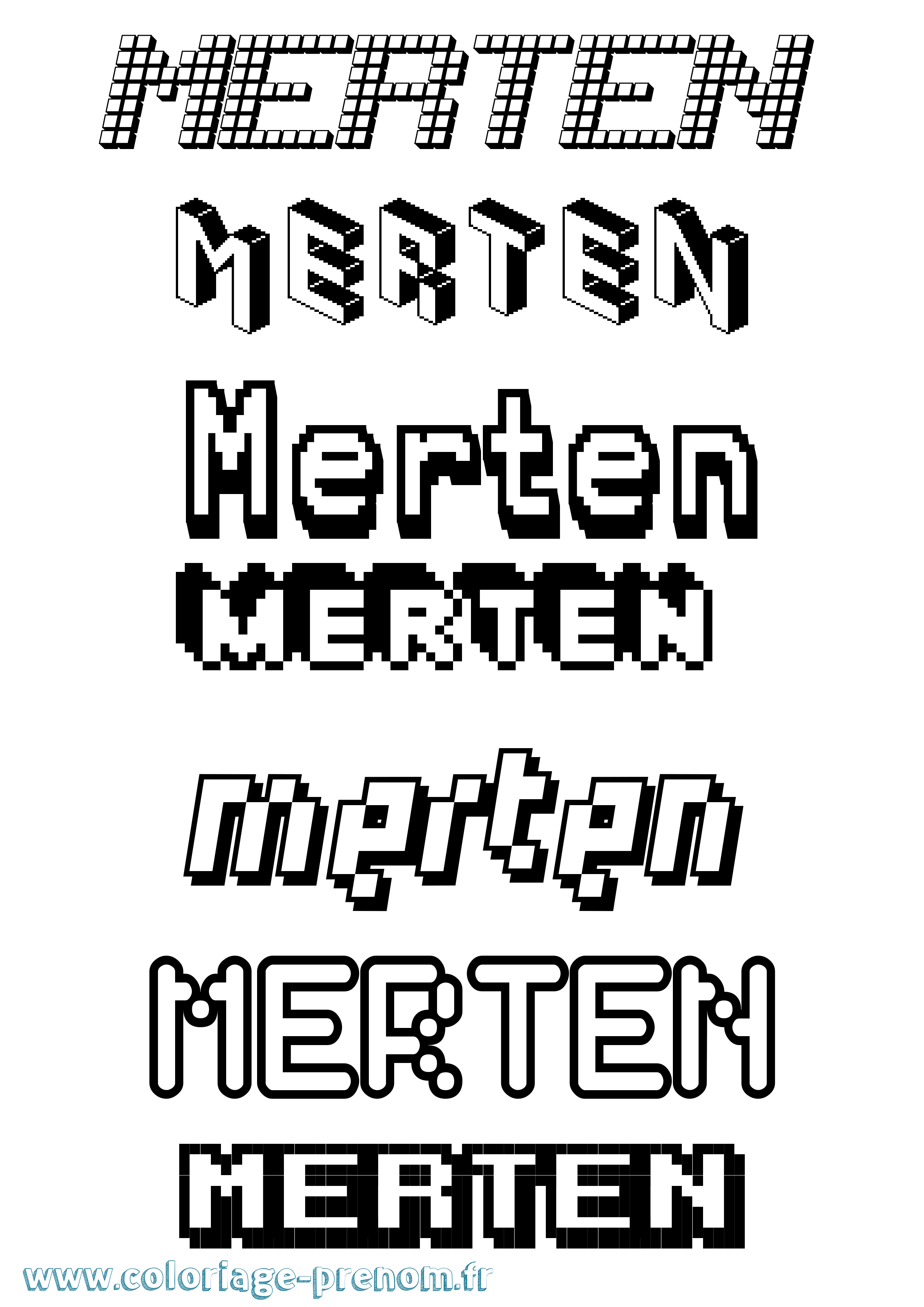 Coloriage Merten Pixel Coloriage prénom Merten Pixel