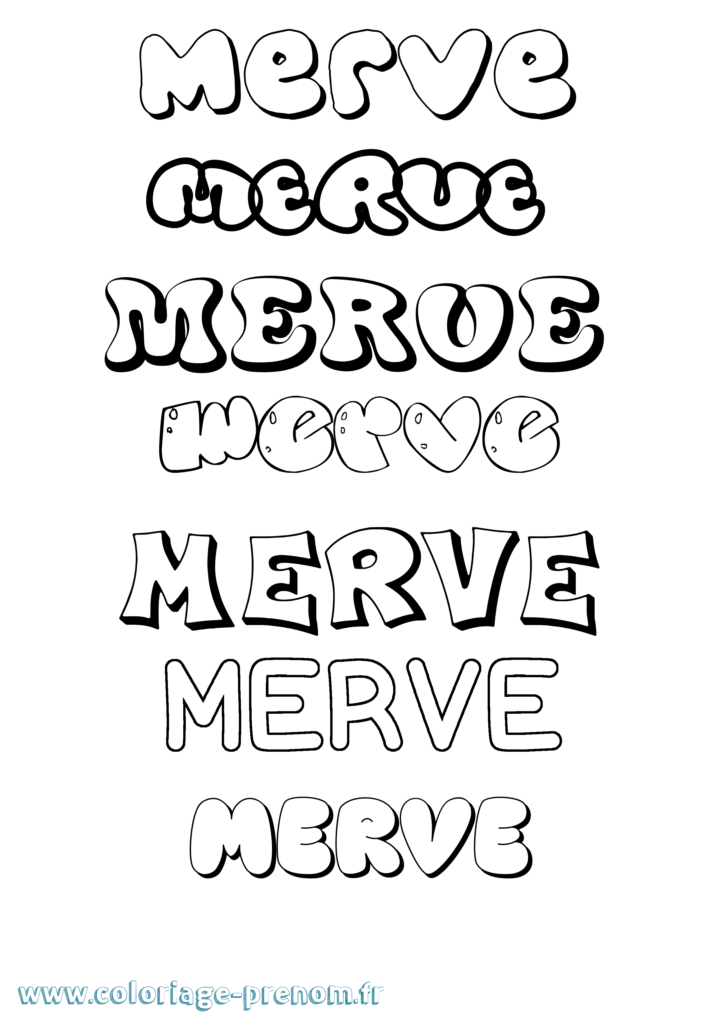 Coloriage Merve Bubble Coloriage prénom Merve Bubble