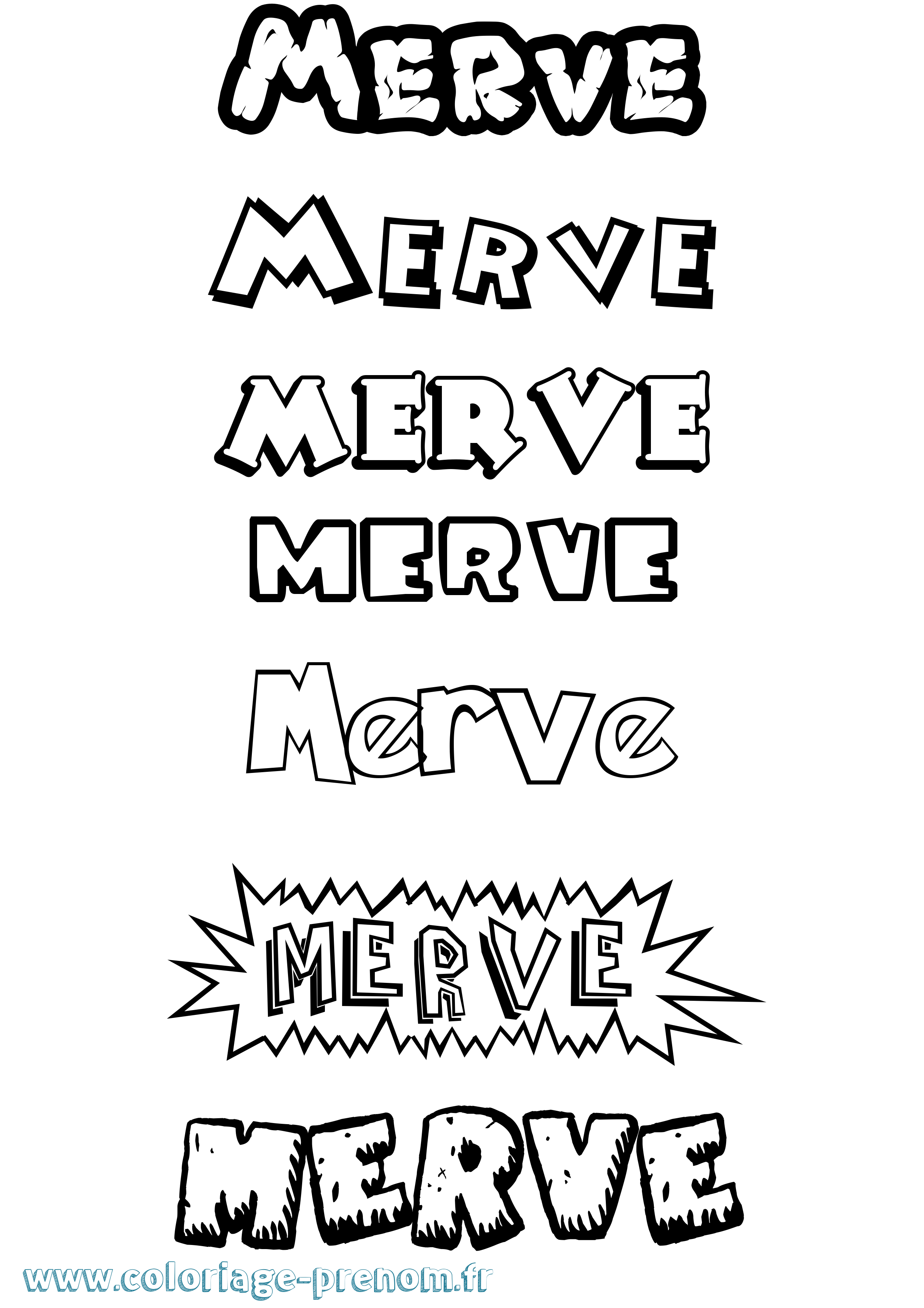 Coloriage Merve Dessin Animé Coloriage prénom Merve Dessin Animé