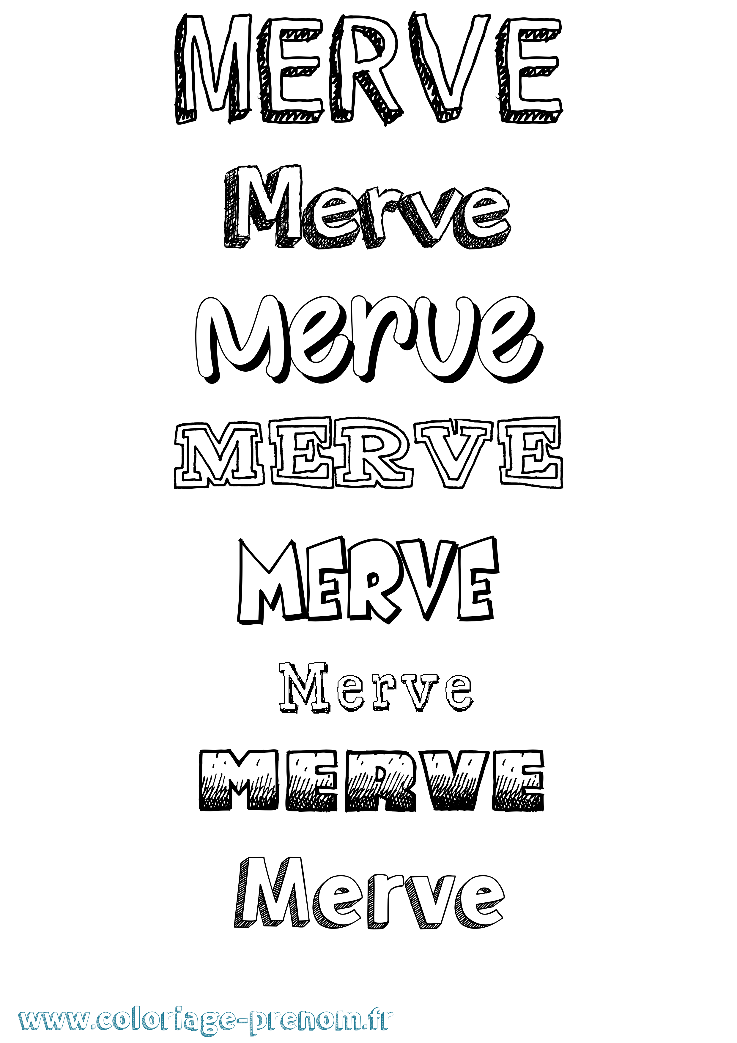 Coloriage Merve Dessiné Coloriage prénom Merve Dessiné