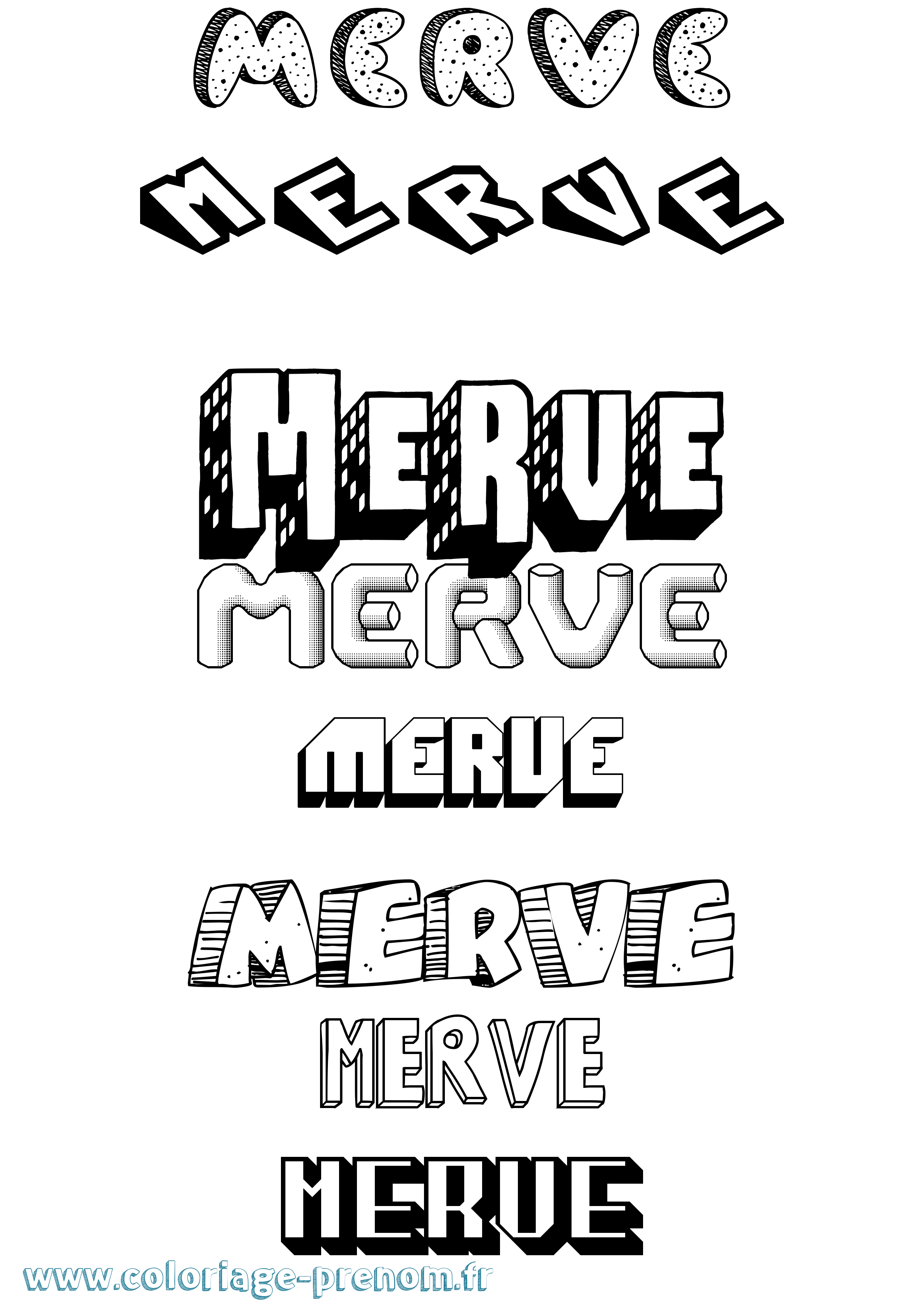 Coloriage Merve Effet 3D Coloriage prénom Merve Effet 3D