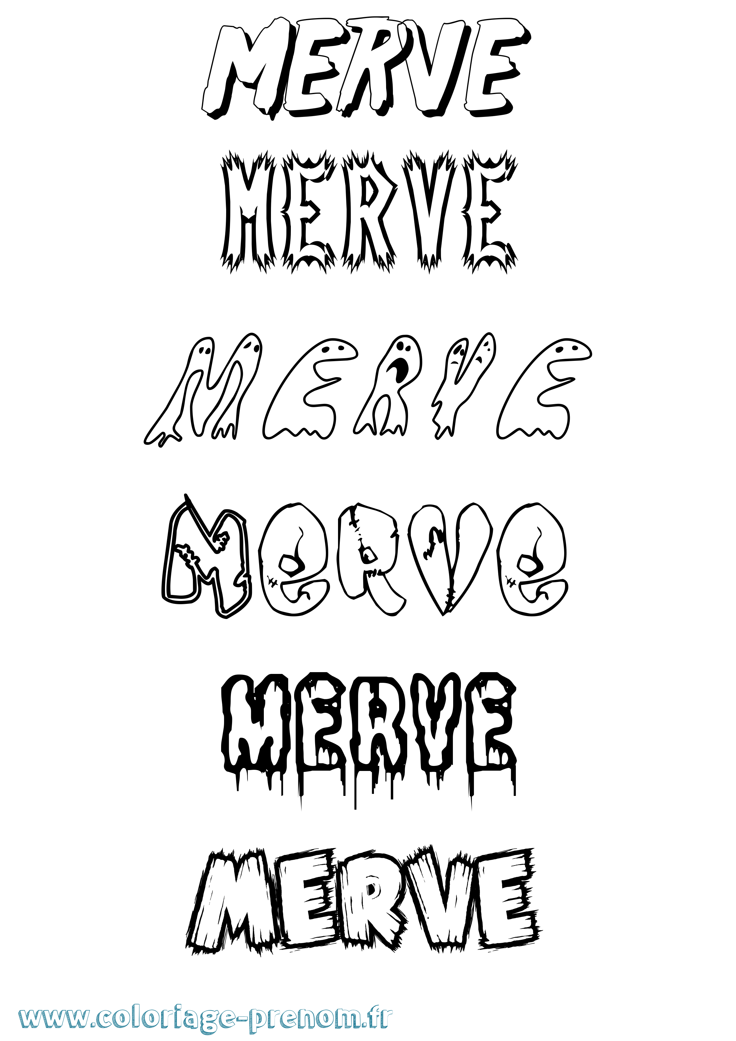 Coloriage Merve Frisson Coloriage prénom Merve Frisson