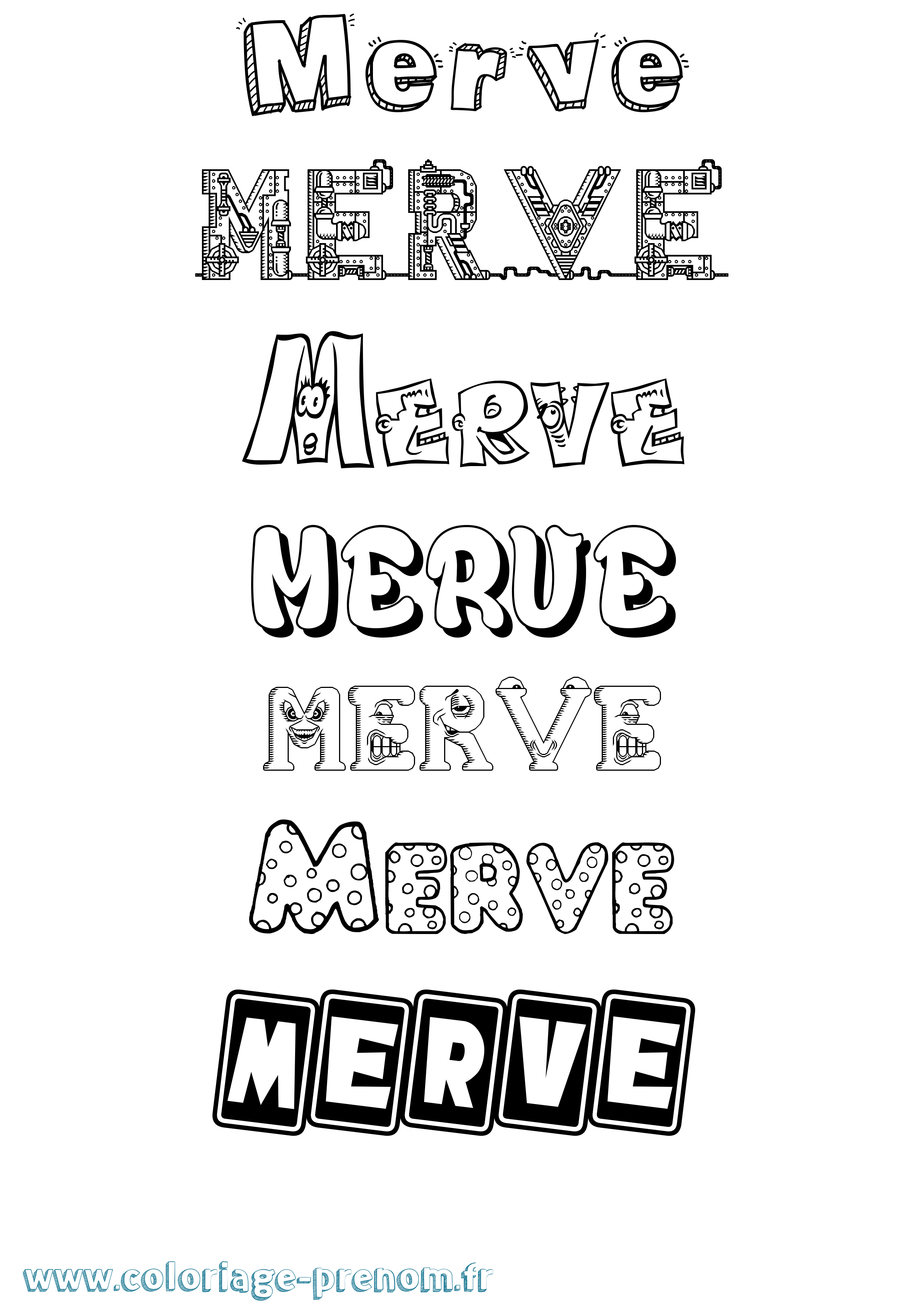 Coloriage Merve Fun Coloriage prénom Merve Fun