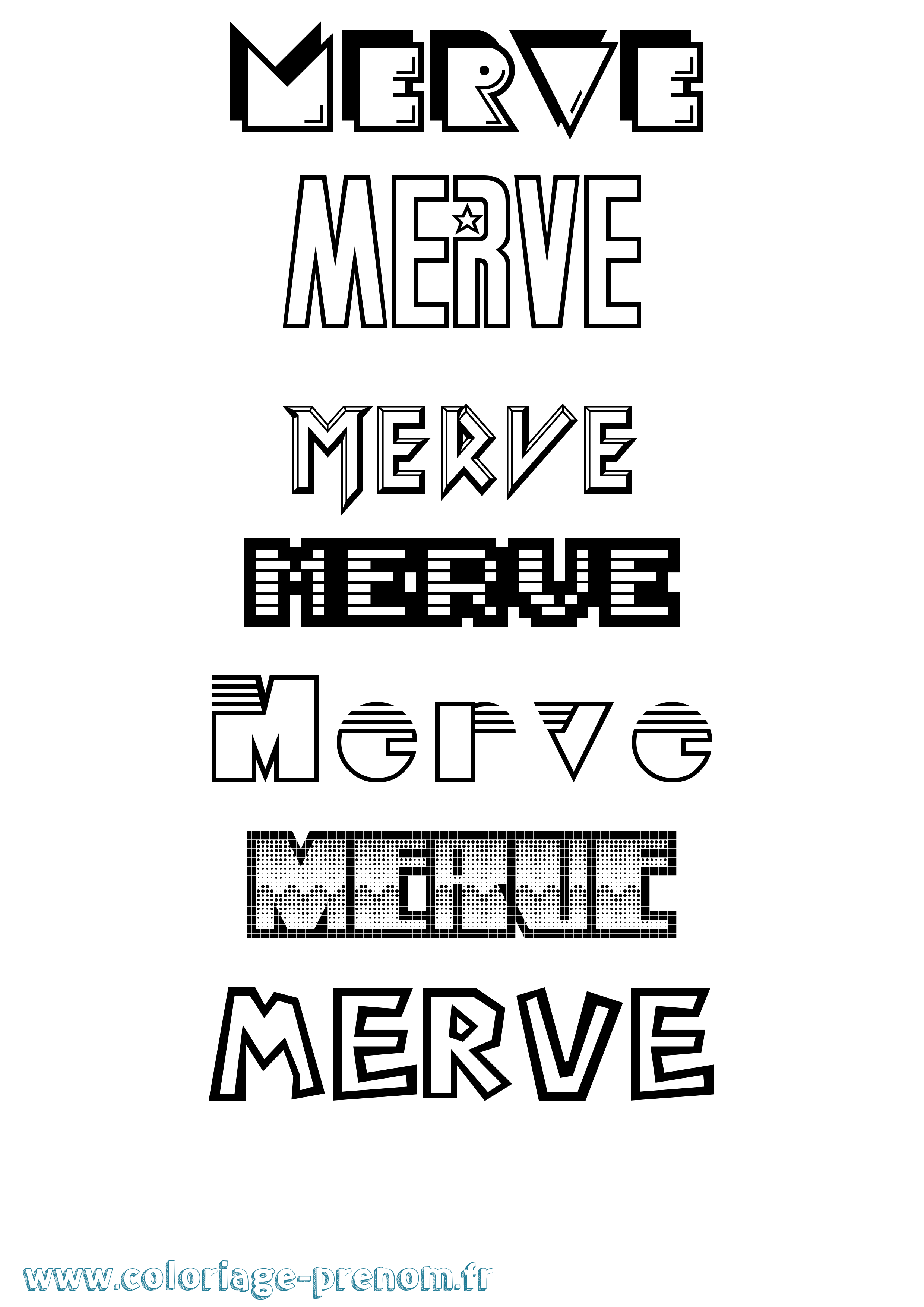 Coloriage Merve Jeux Vidéos Coloriage prénom Merve Jeux Vidéos