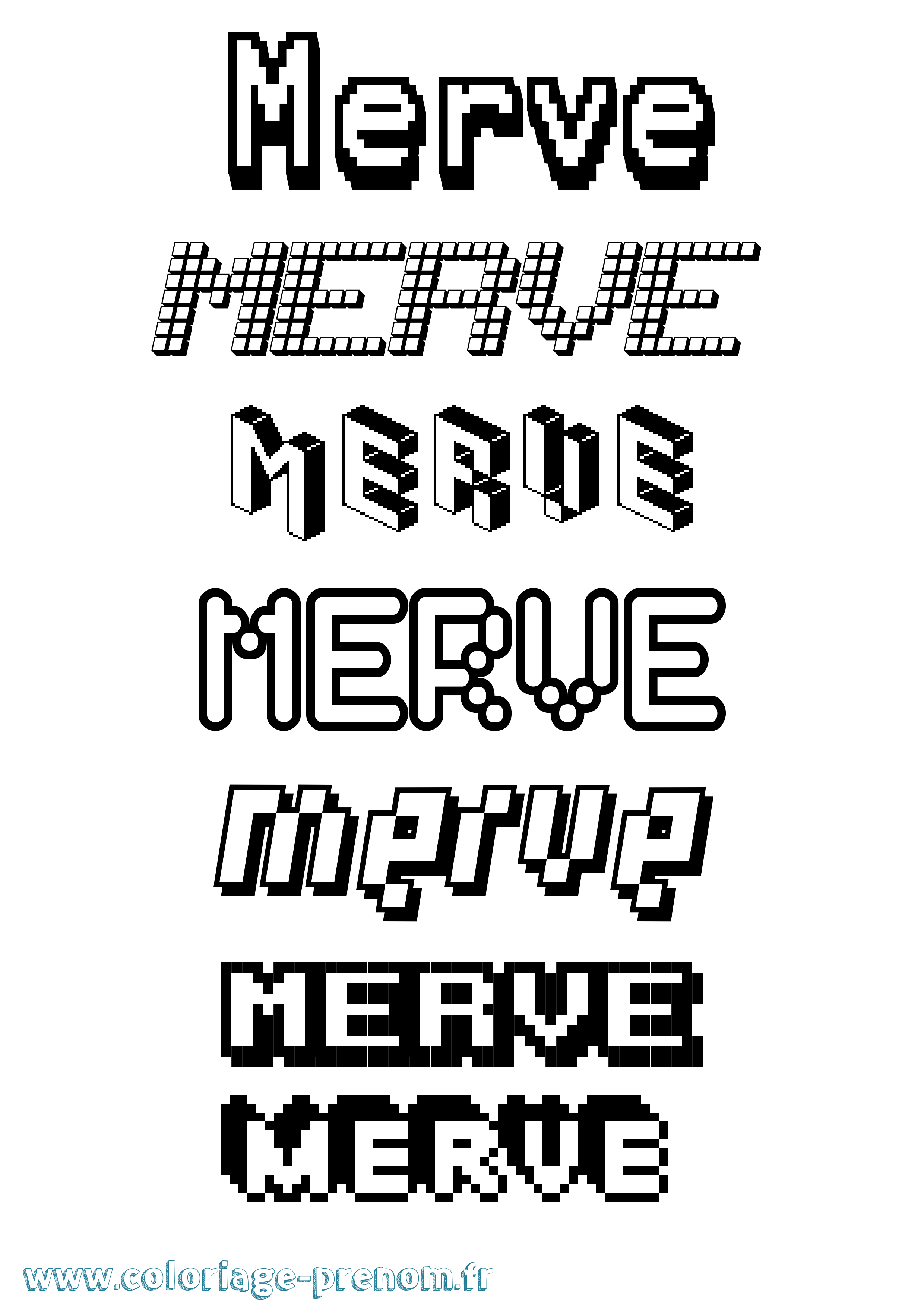 Coloriage Merve Pixel Coloriage prénom Merve Pixel