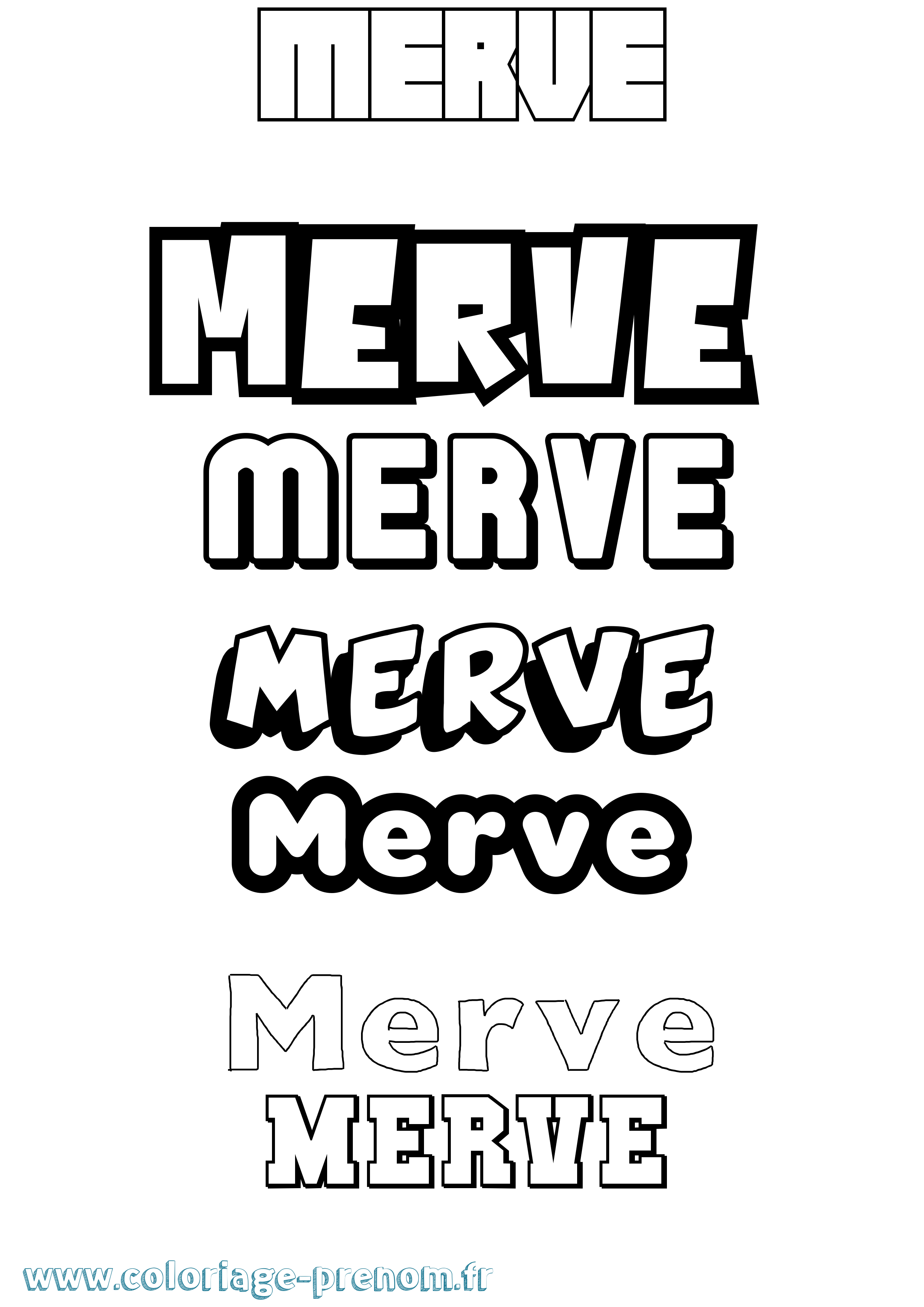 Coloriage Merve Simple Coloriage prénom Merve Simple