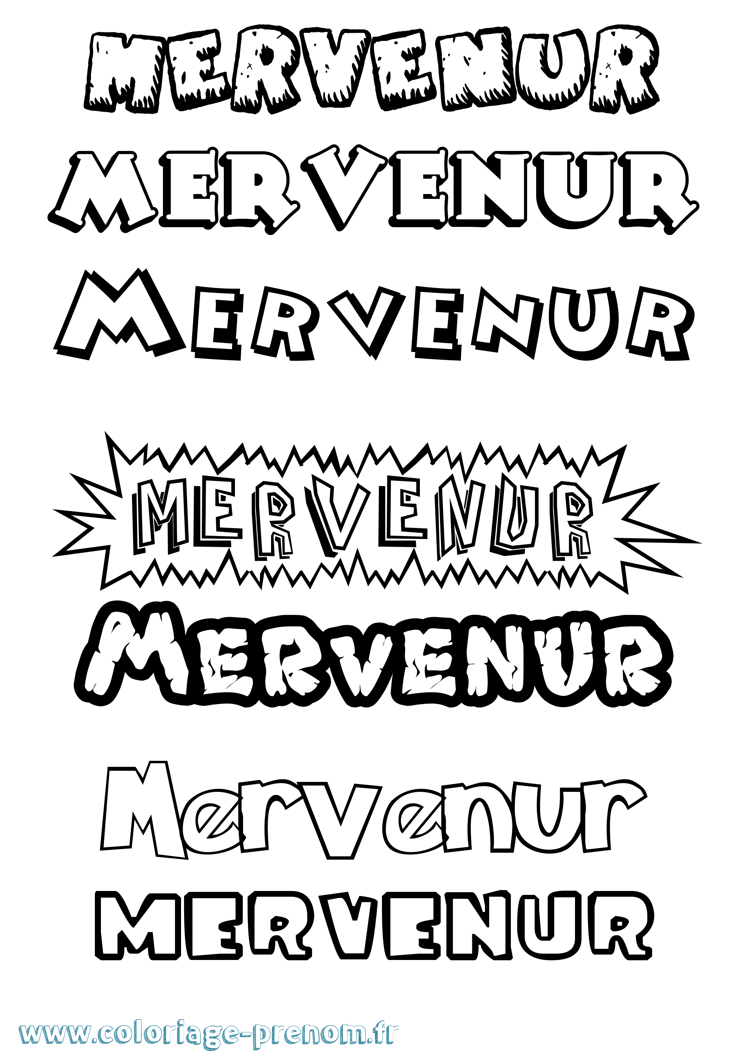 Coloriage Mervenur Dessin Animé Coloriage prénom Mervenur Dessin Animé