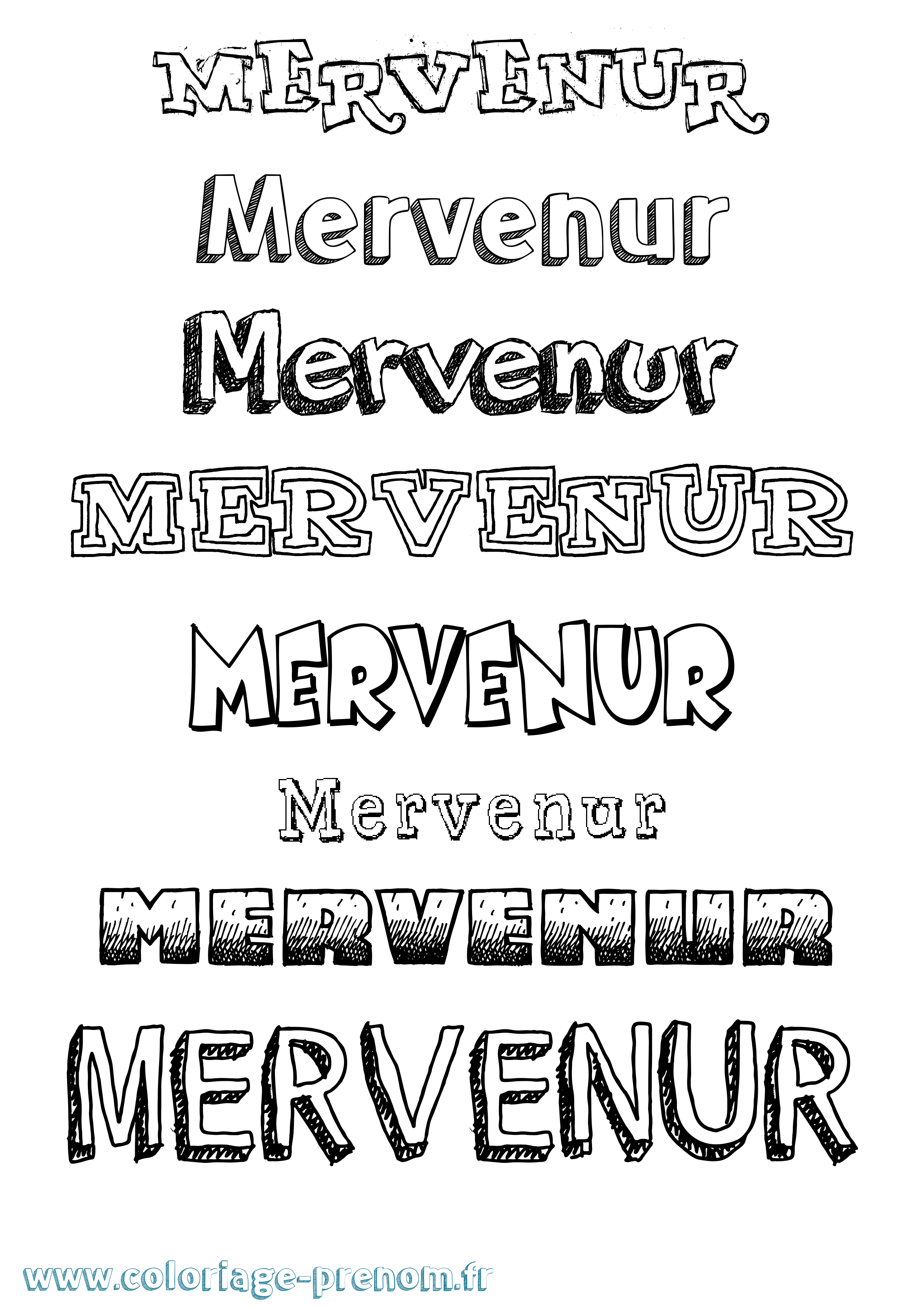 Coloriage Mervenur Dessiné Coloriage prénom Mervenur Dessiné