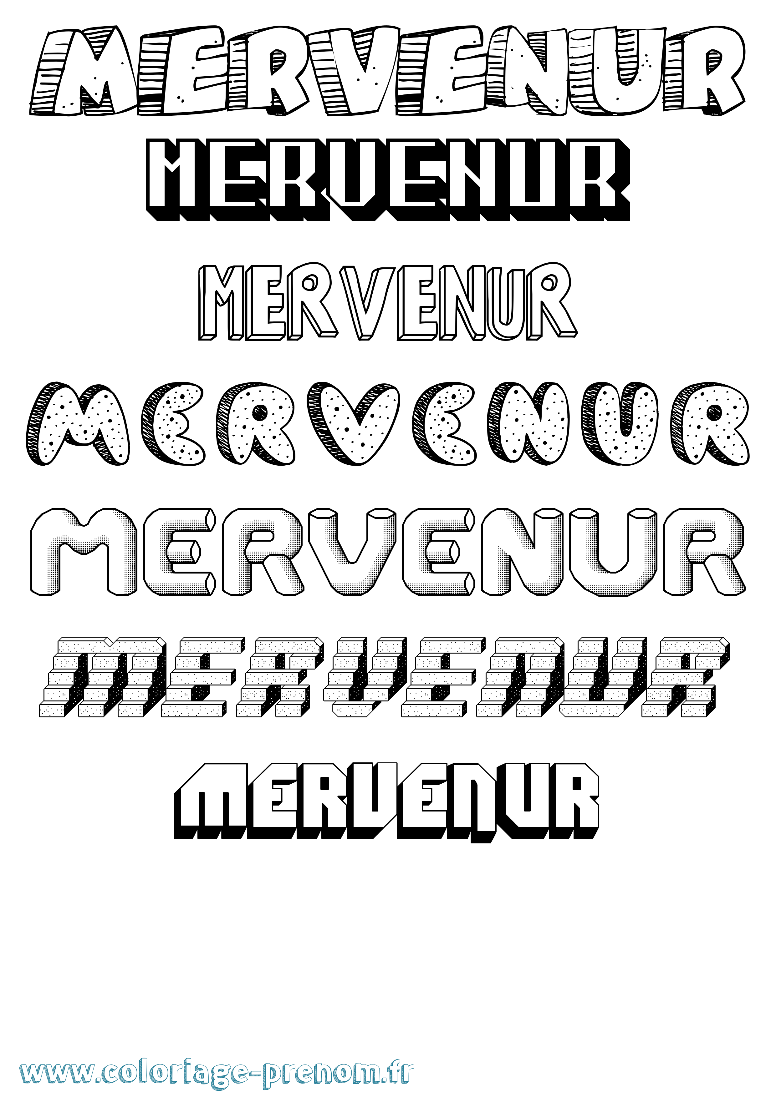 Coloriage Mervenur Effet 3D Coloriage prénom Mervenur Effet 3D
