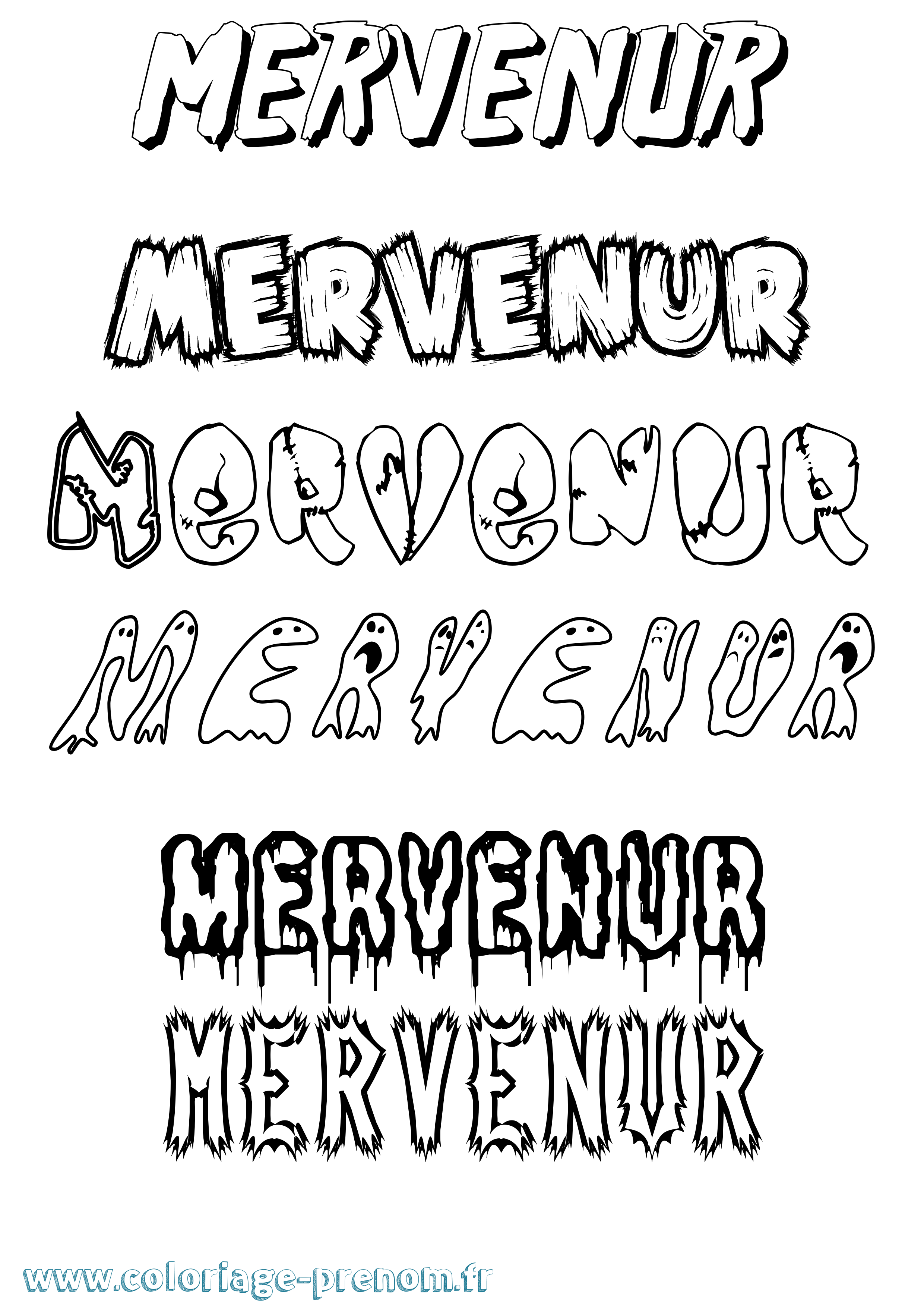 Coloriage Mervenur Frisson Coloriage prénom Mervenur Frisson