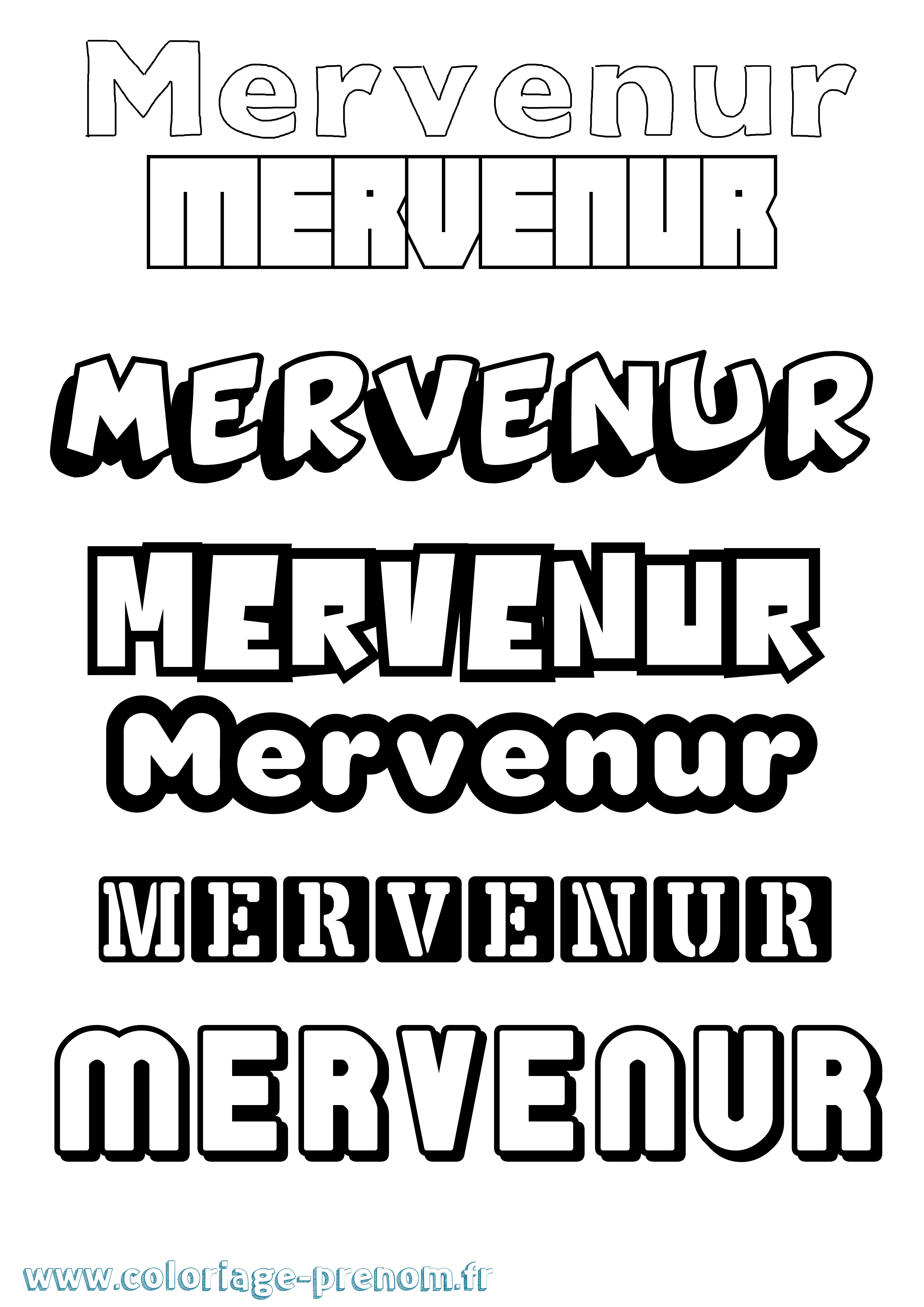 Coloriage Mervenur Simple Coloriage prénom Mervenur Simple