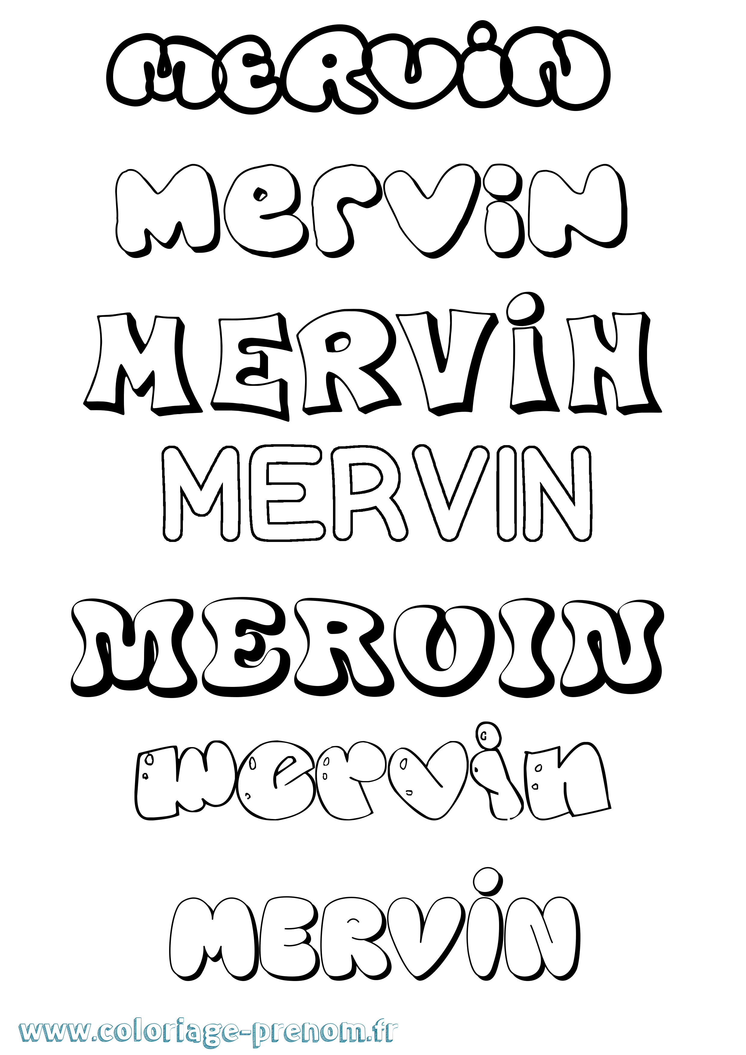 Coloriage Mervin Bubble Coloriage prénom Mervin Bubble