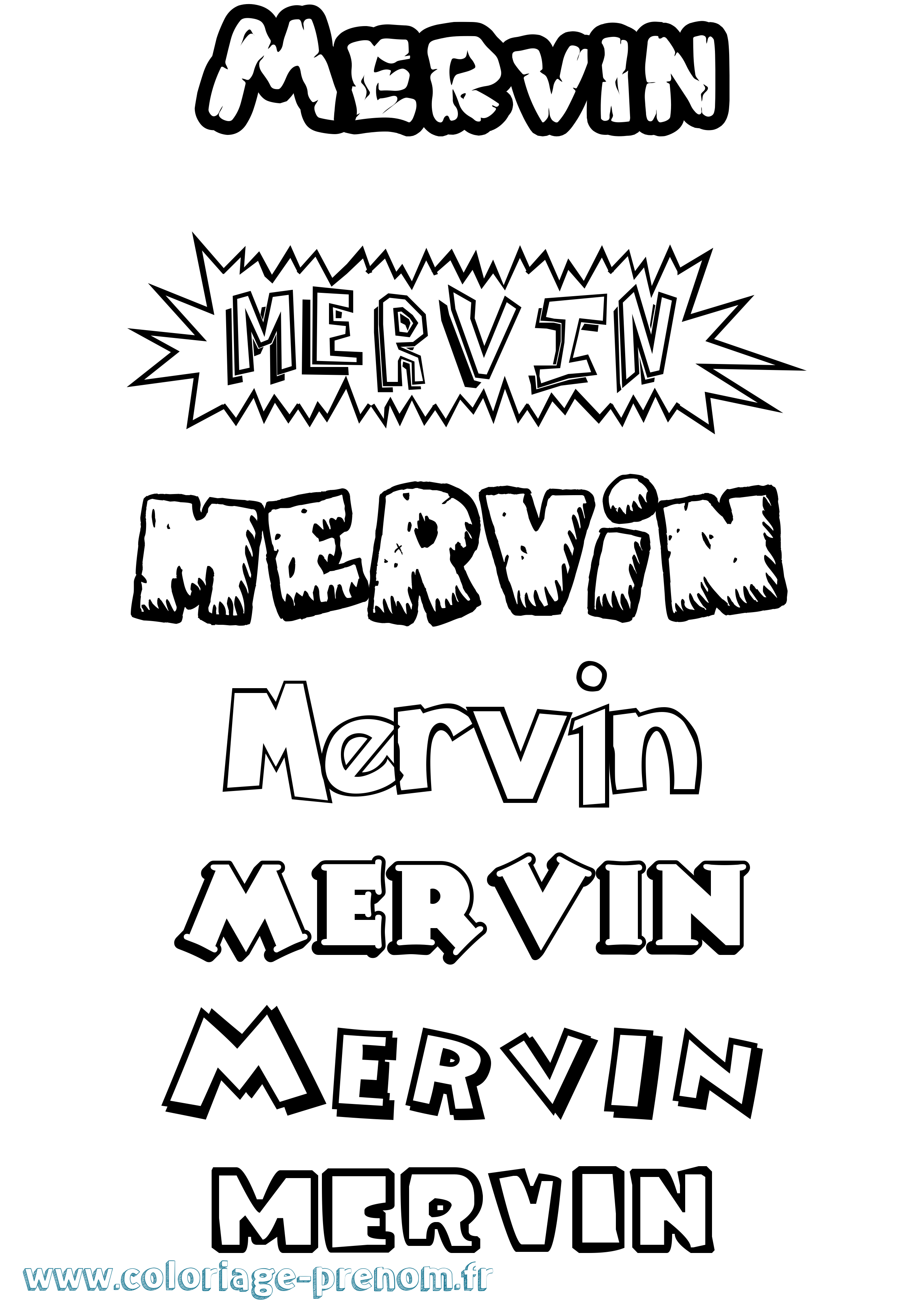 Coloriage Mervin Dessin Animé Coloriage prénom Mervin Dessin Animé