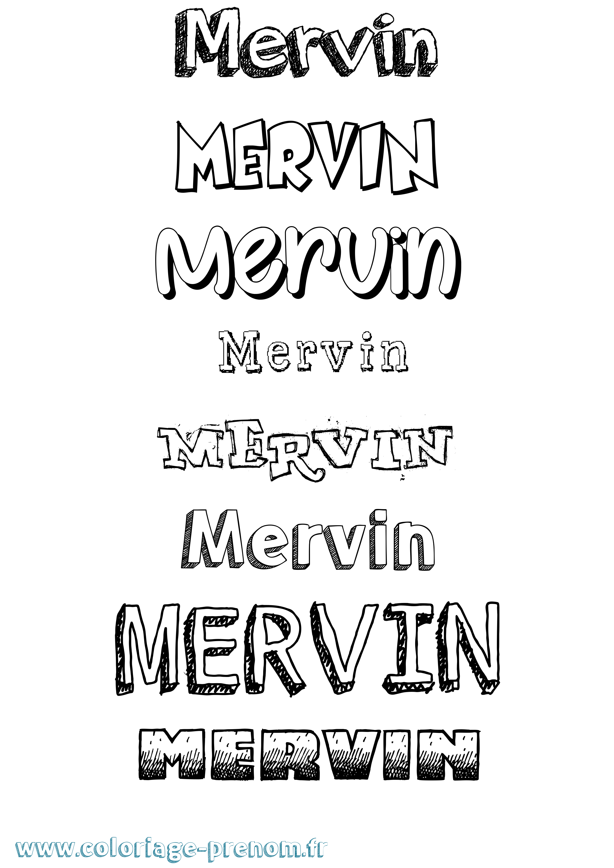 Coloriage Mervin Dessiné Coloriage prénom Mervin Dessiné