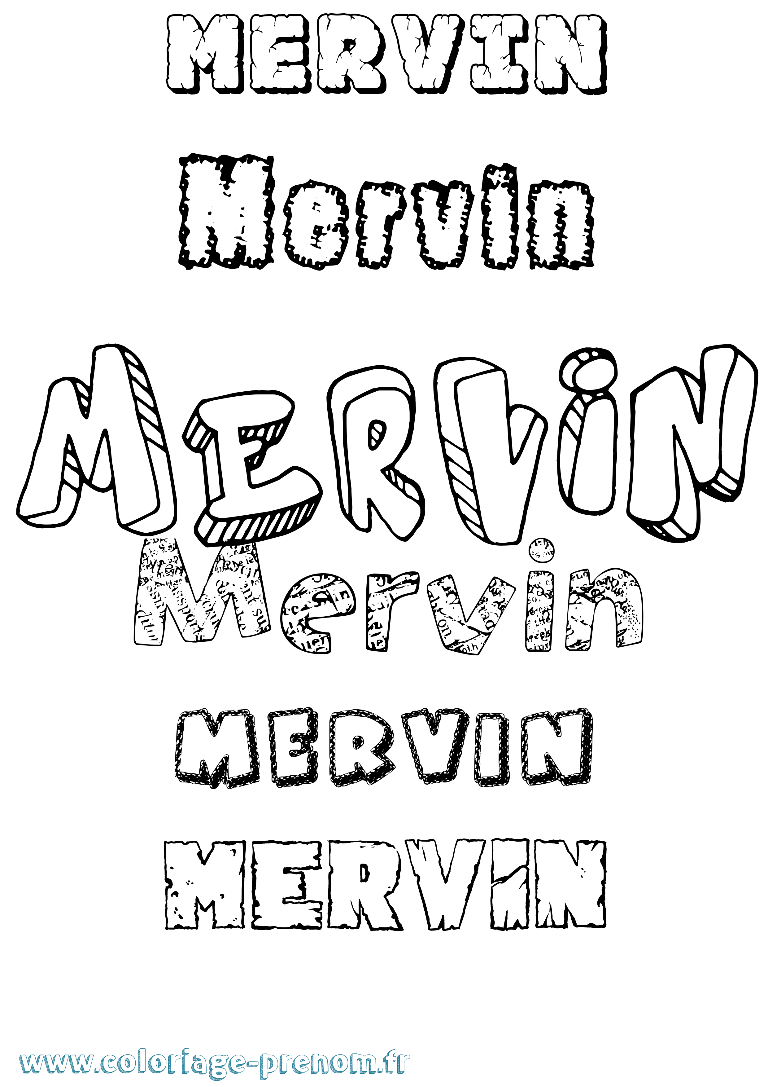 Coloriage Mervin Destructuré Coloriage prénom Mervin Destructuré