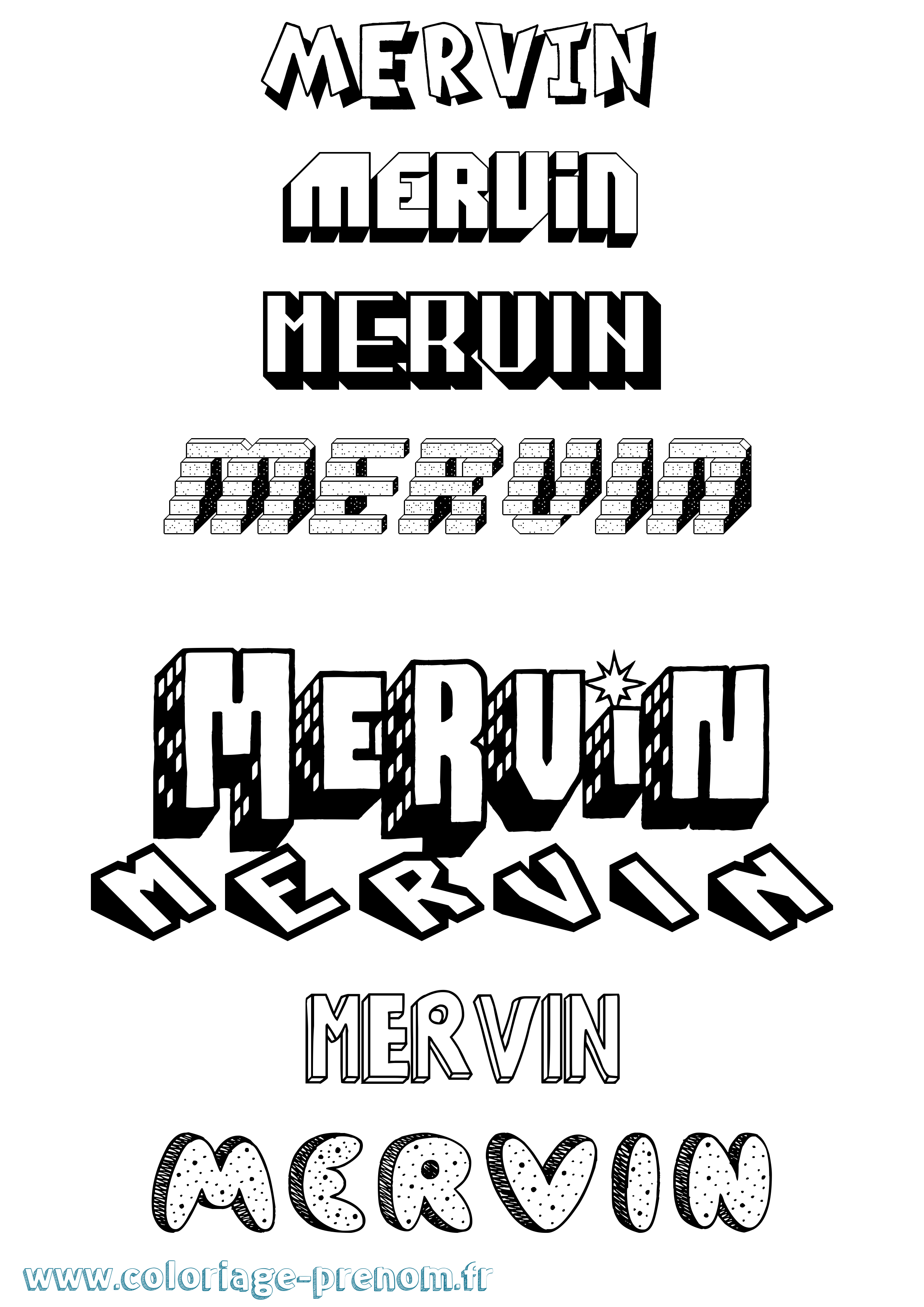 Coloriage Mervin Effet 3D Coloriage prénom Mervin Effet 3D