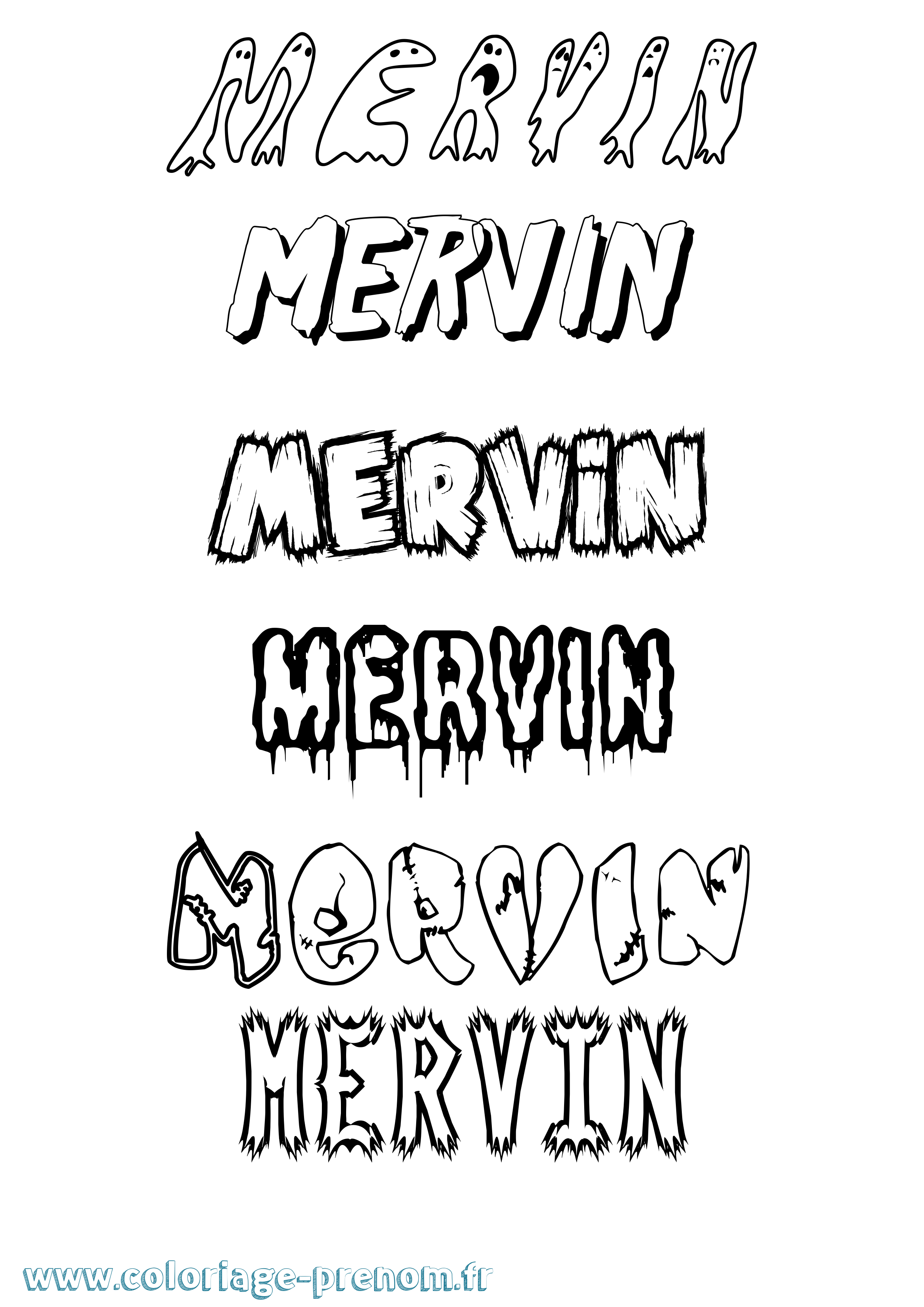 Coloriage Mervin Frisson Coloriage prénom Mervin Frisson