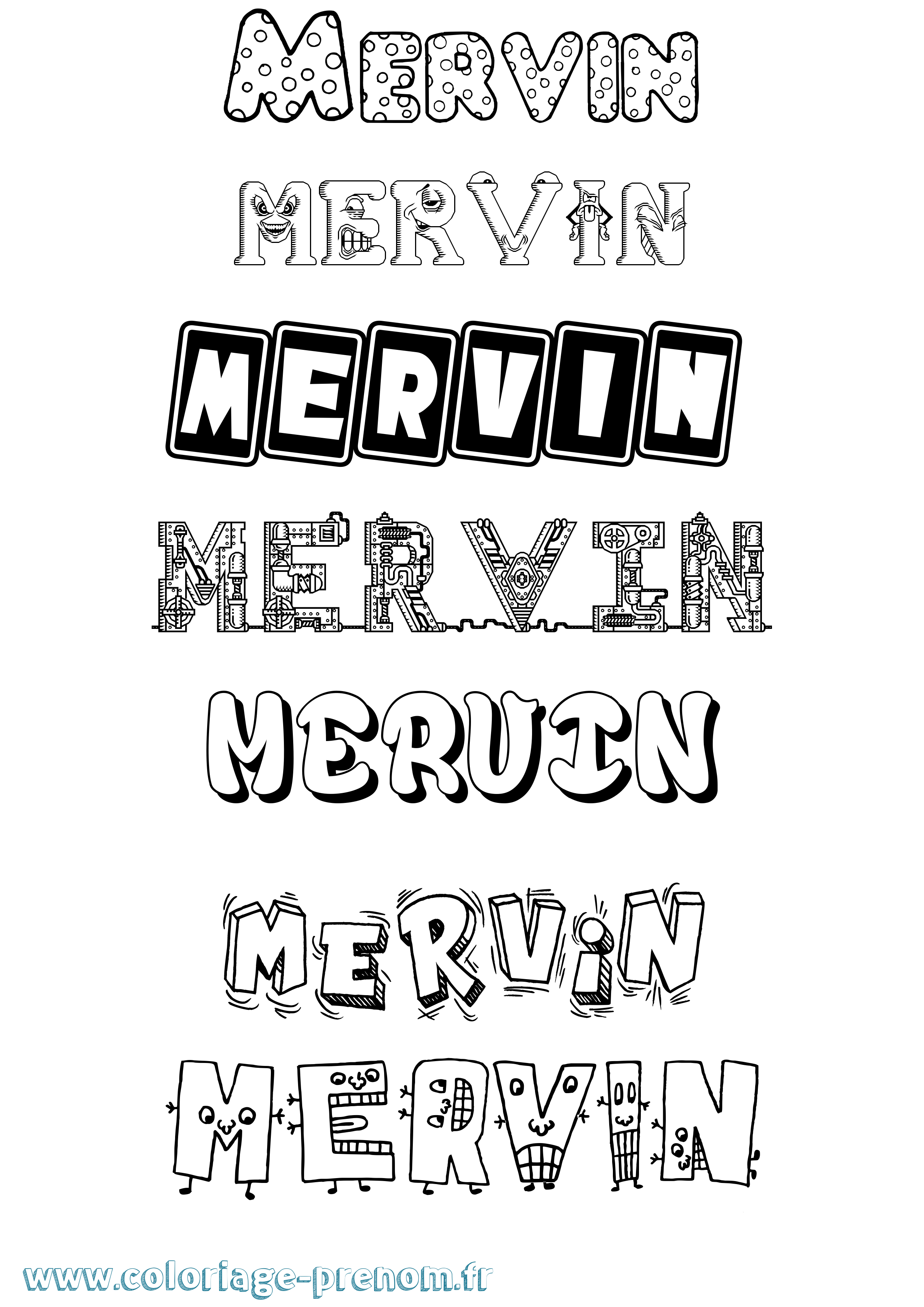 Coloriage Mervin Fun Coloriage prénom Mervin Fun
