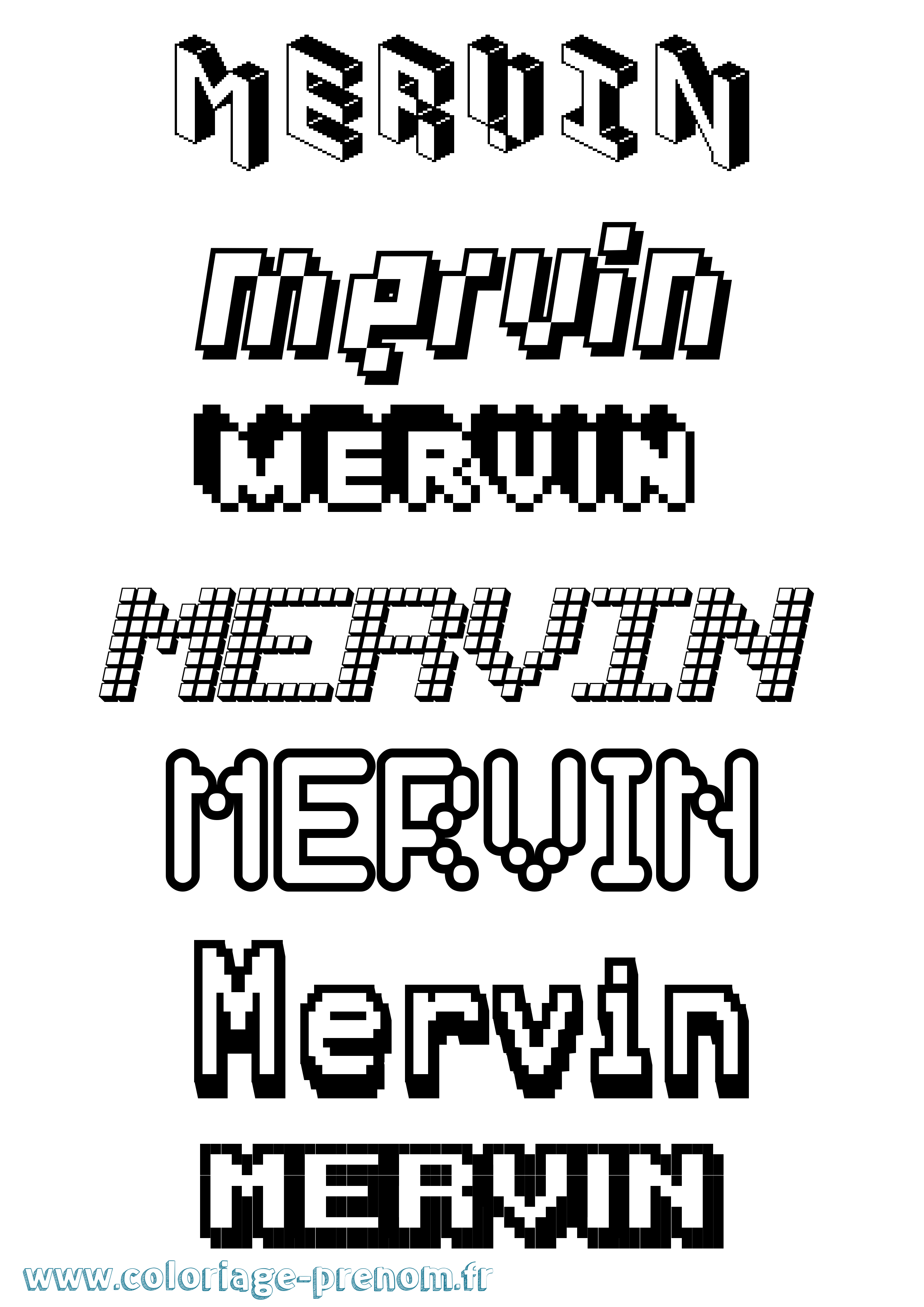 Coloriage Mervin Pixel Coloriage prénom Mervin Pixel