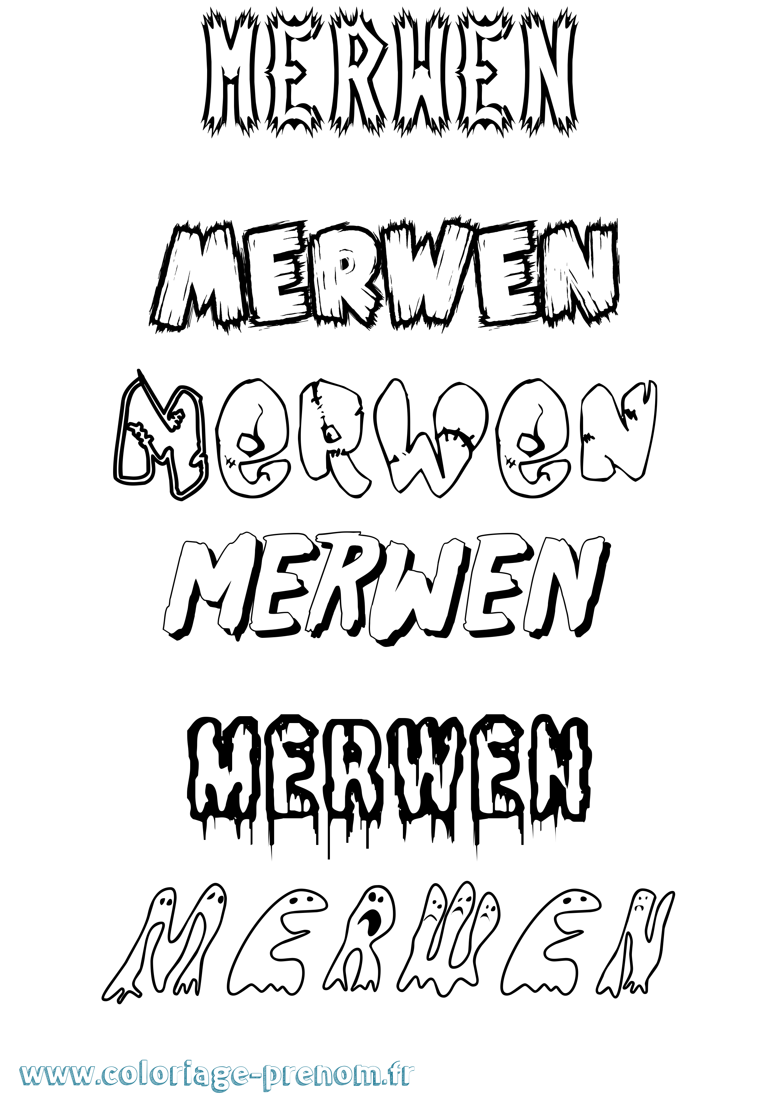 Coloriage Merwen Frisson Coloriage prénom Merwen Frisson