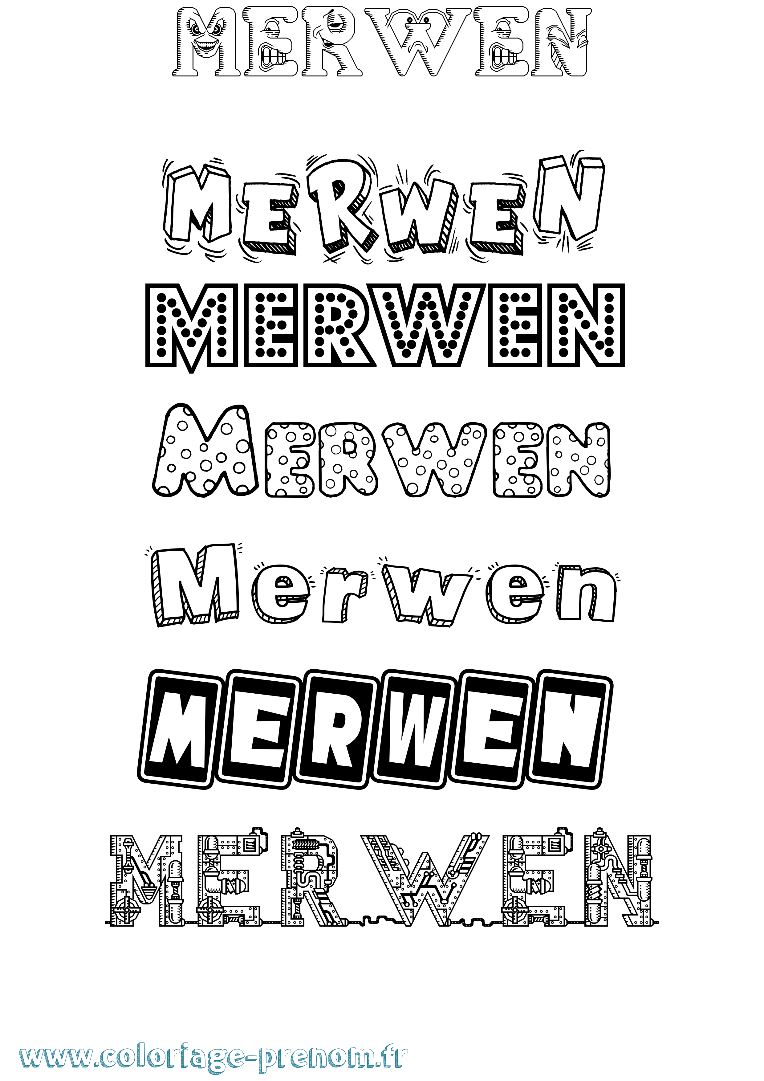 Coloriage Merwen Fun Coloriage prénom Merwen Fun
