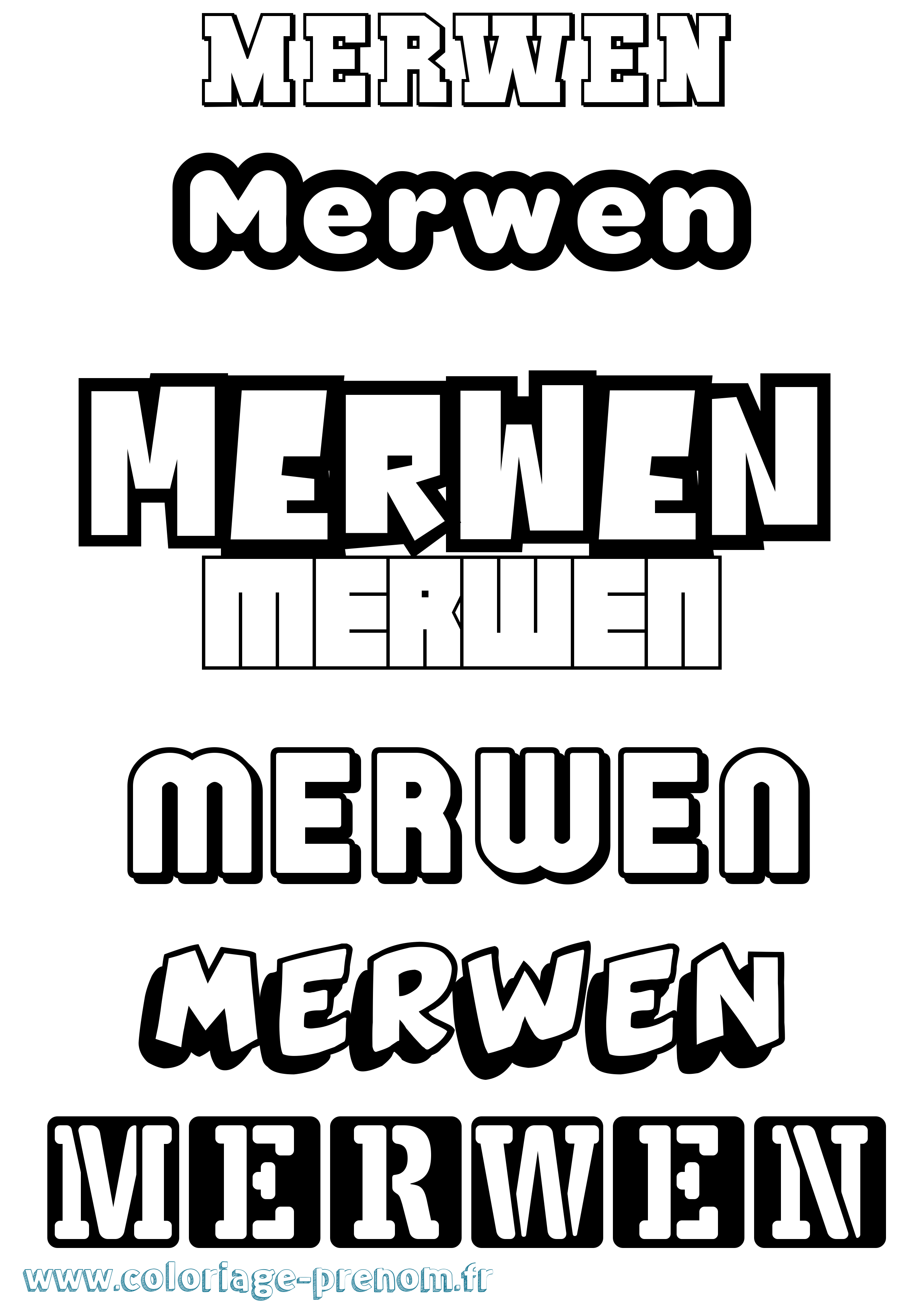 Coloriage Merwen Simple Coloriage prénom Merwen Simple