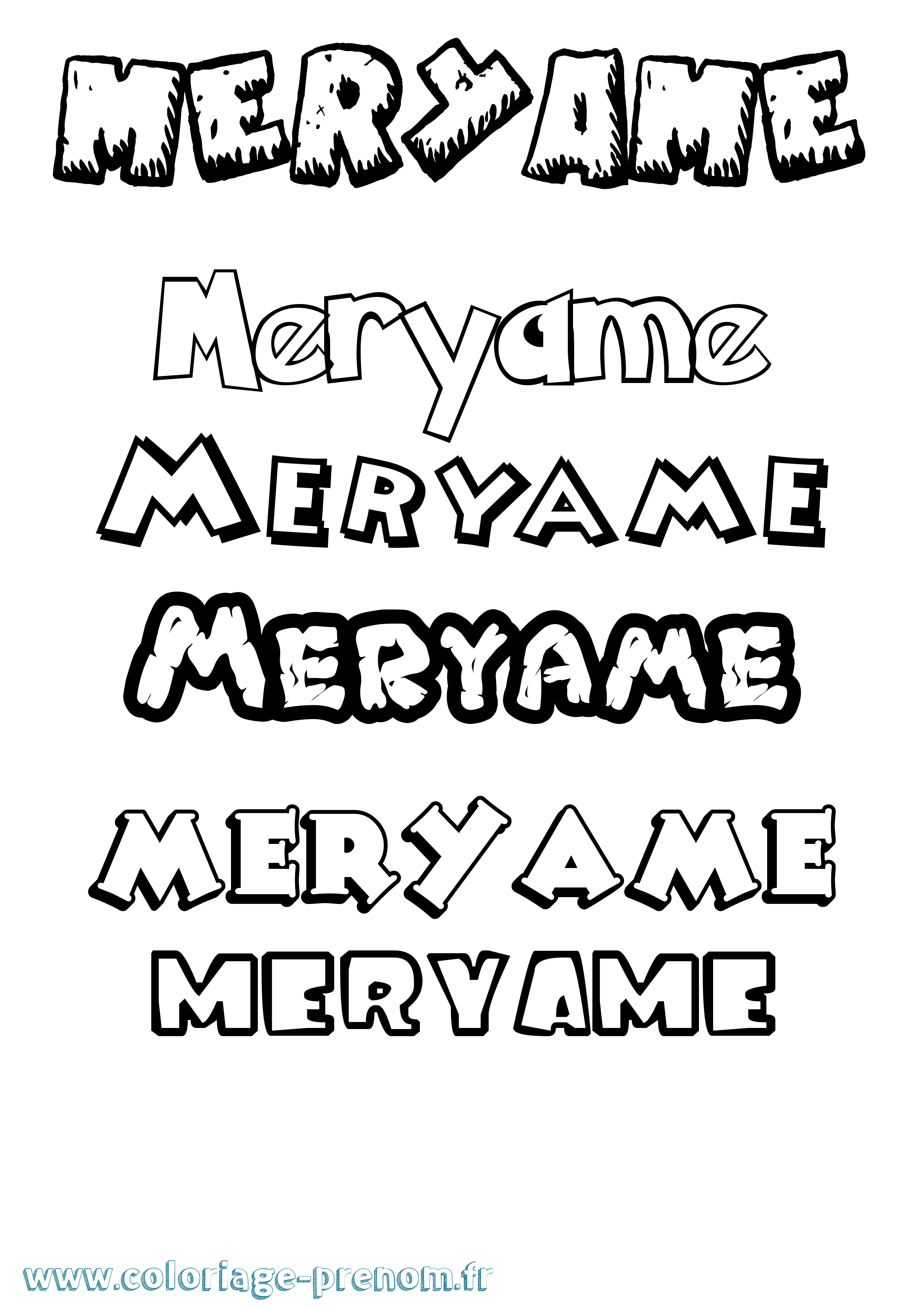Coloriage Meryame Dessin Animé Coloriage prénom Meryame Dessin Animé