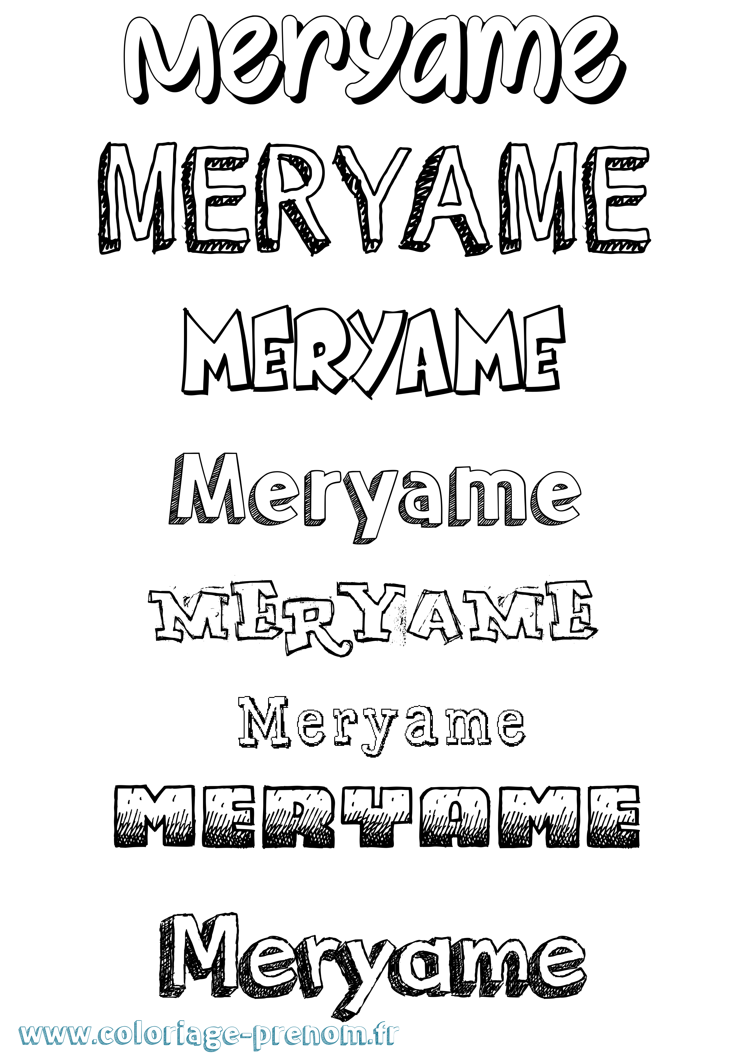 Coloriage Meryame Dessiné Coloriage prénom Meryame Dessiné