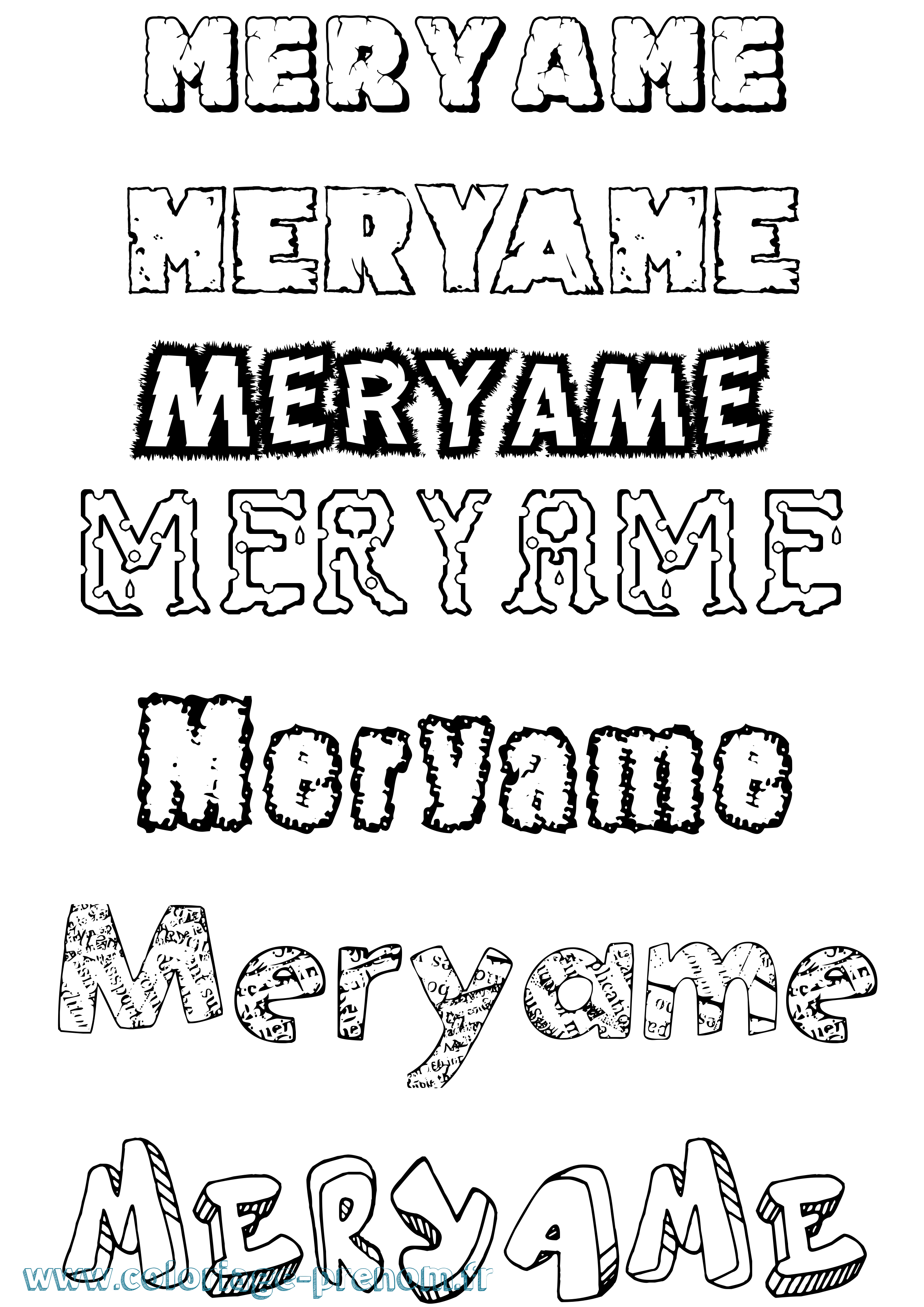 Coloriage Meryame Destructuré Coloriage prénom Meryame Destructuré