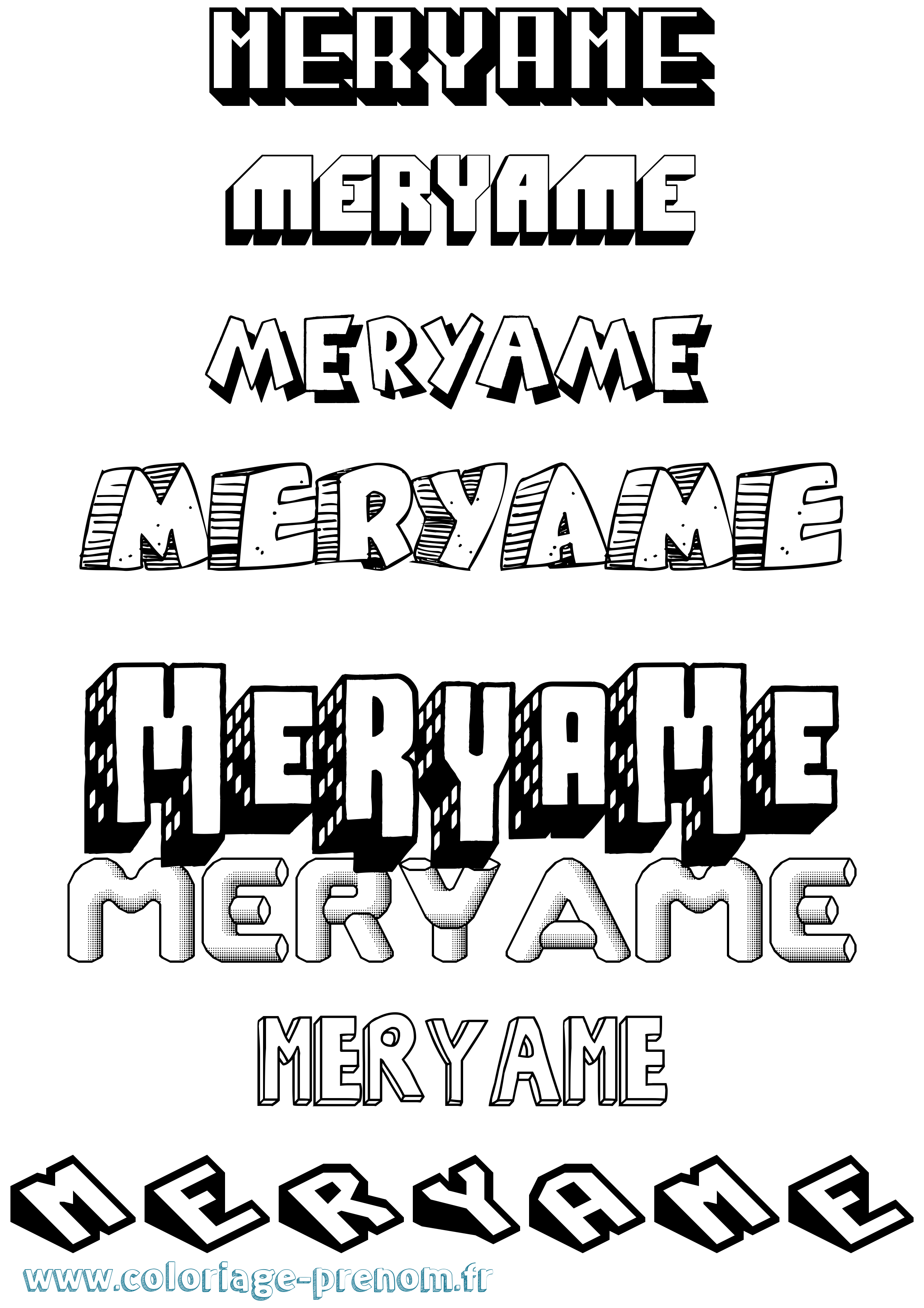 Coloriage Meryame Effet 3D Coloriage prénom Meryame Effet 3D