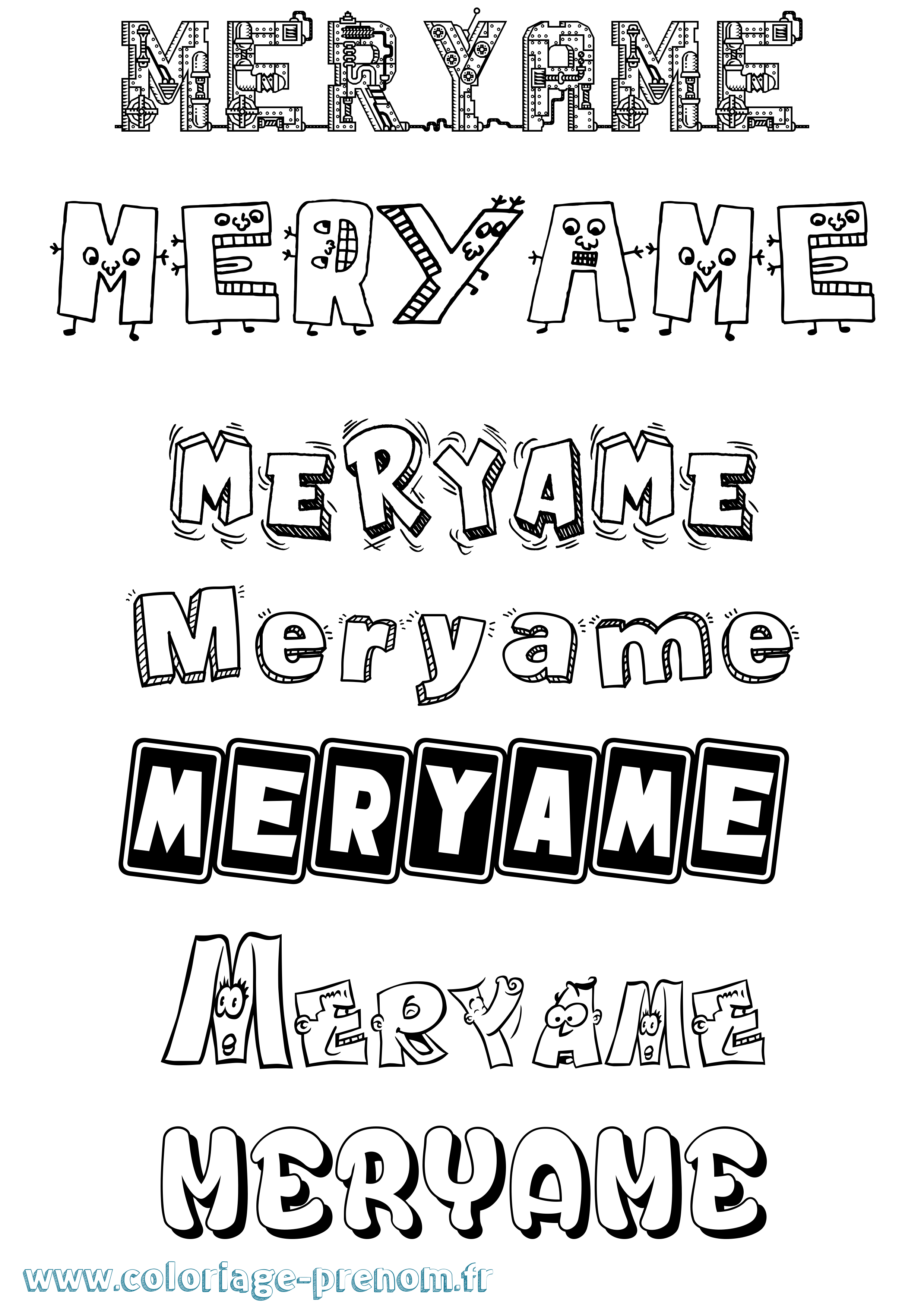 Coloriage Meryame Fun Coloriage prénom Meryame Fun
