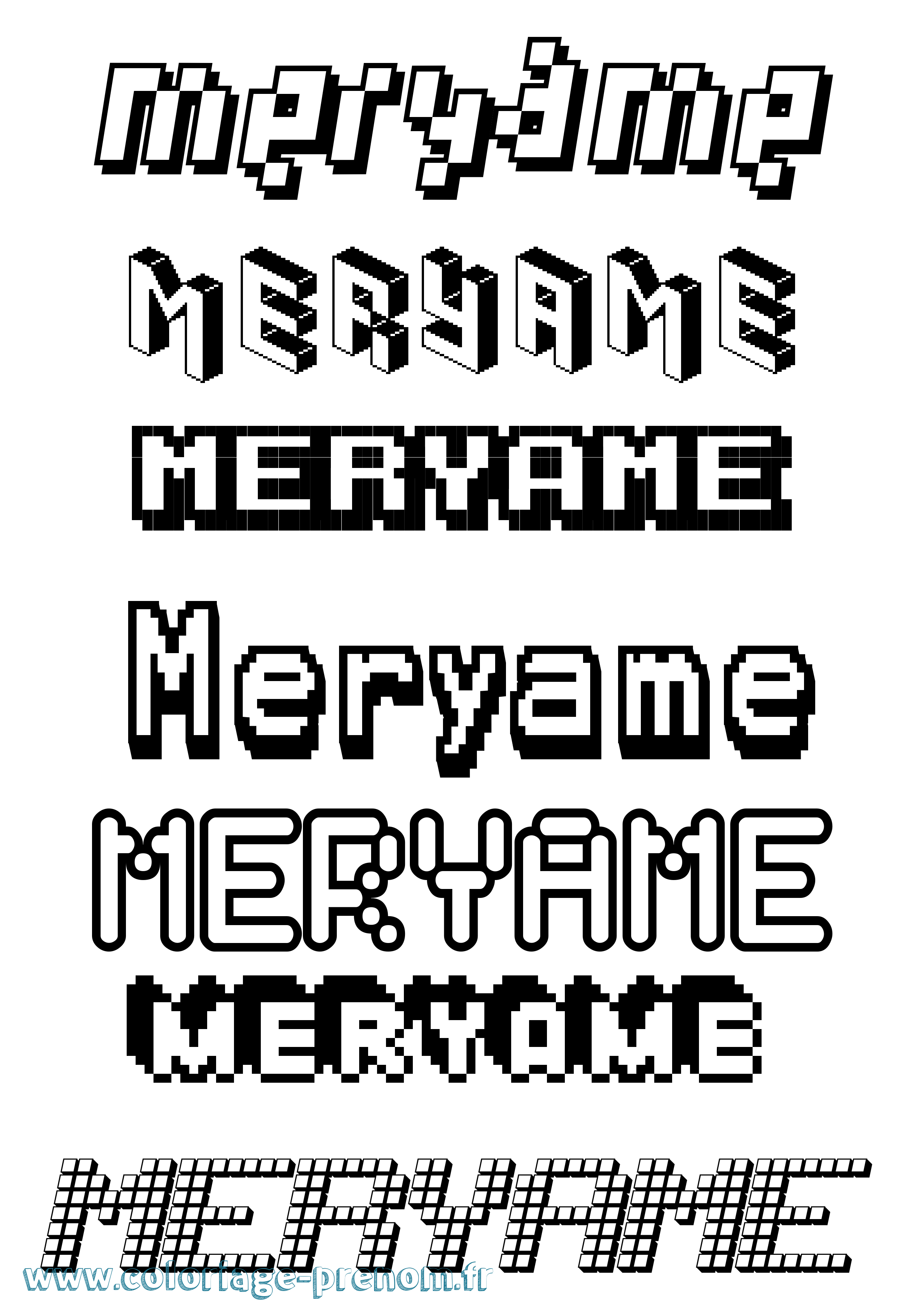 Coloriage Meryame Pixel Coloriage prénom Meryame Pixel