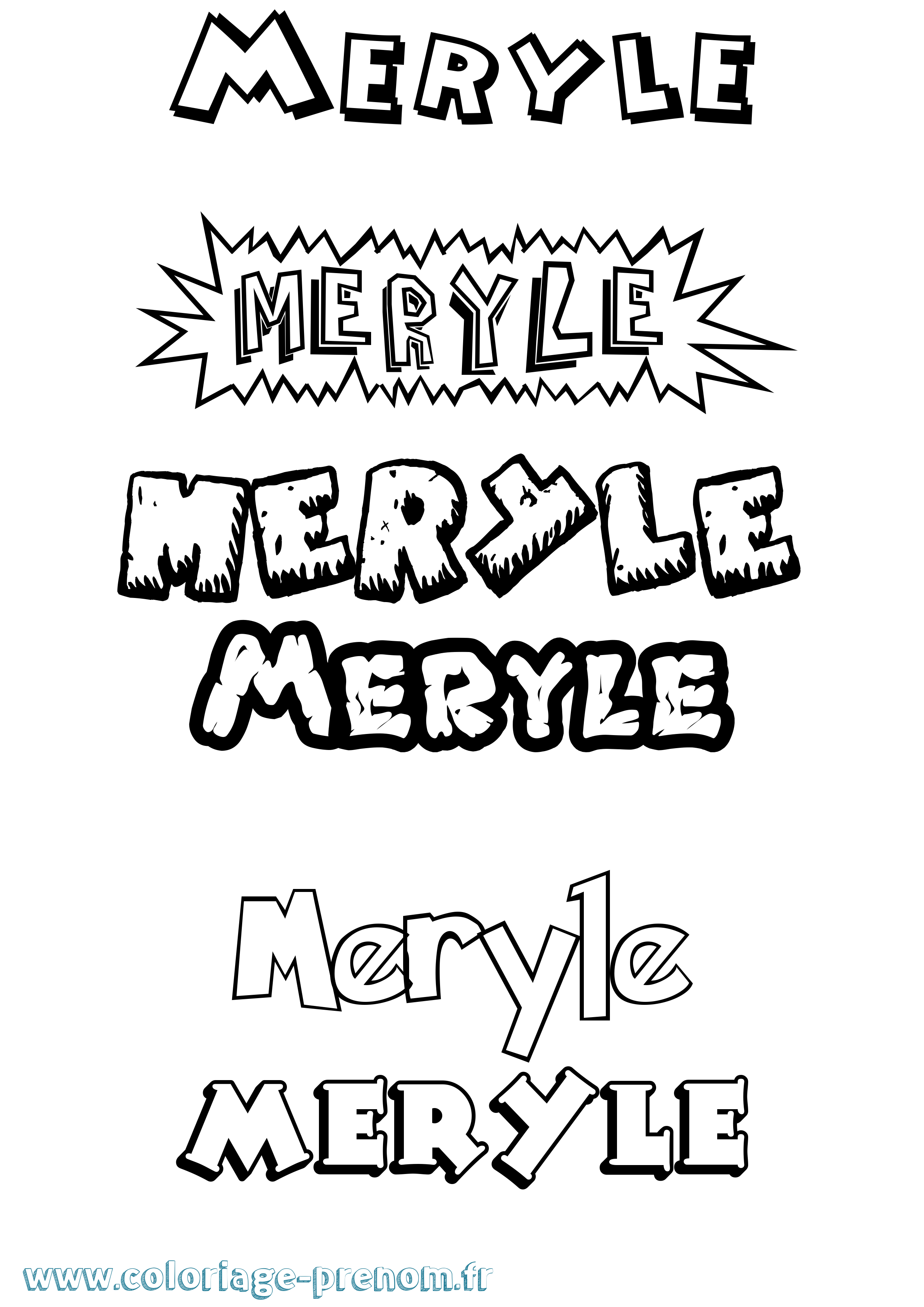 Coloriage Meryle Dessin Animé Coloriage prénom Meryle Dessin Animé