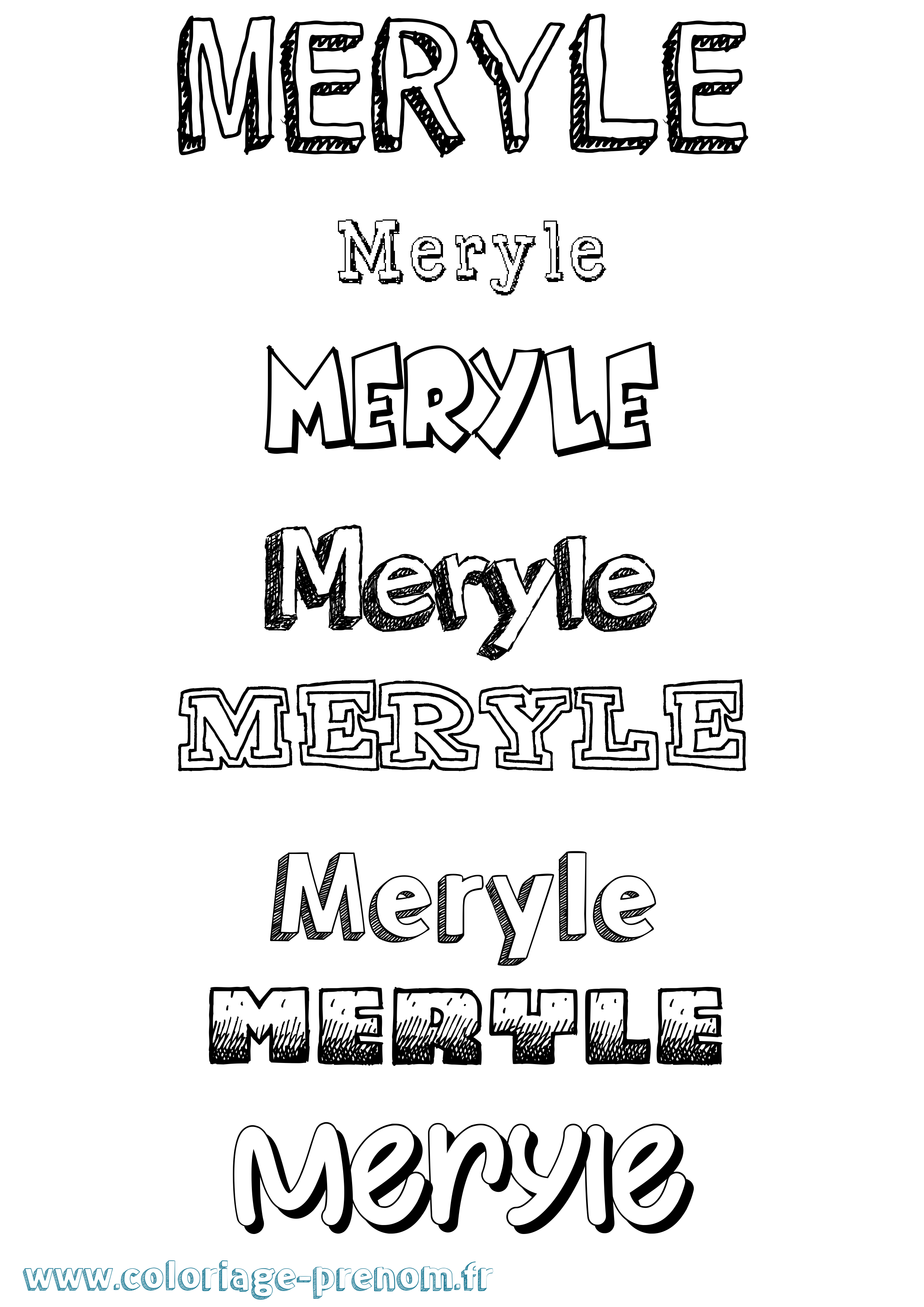 Coloriage Meryle Dessiné Coloriage prénom Meryle Dessiné
