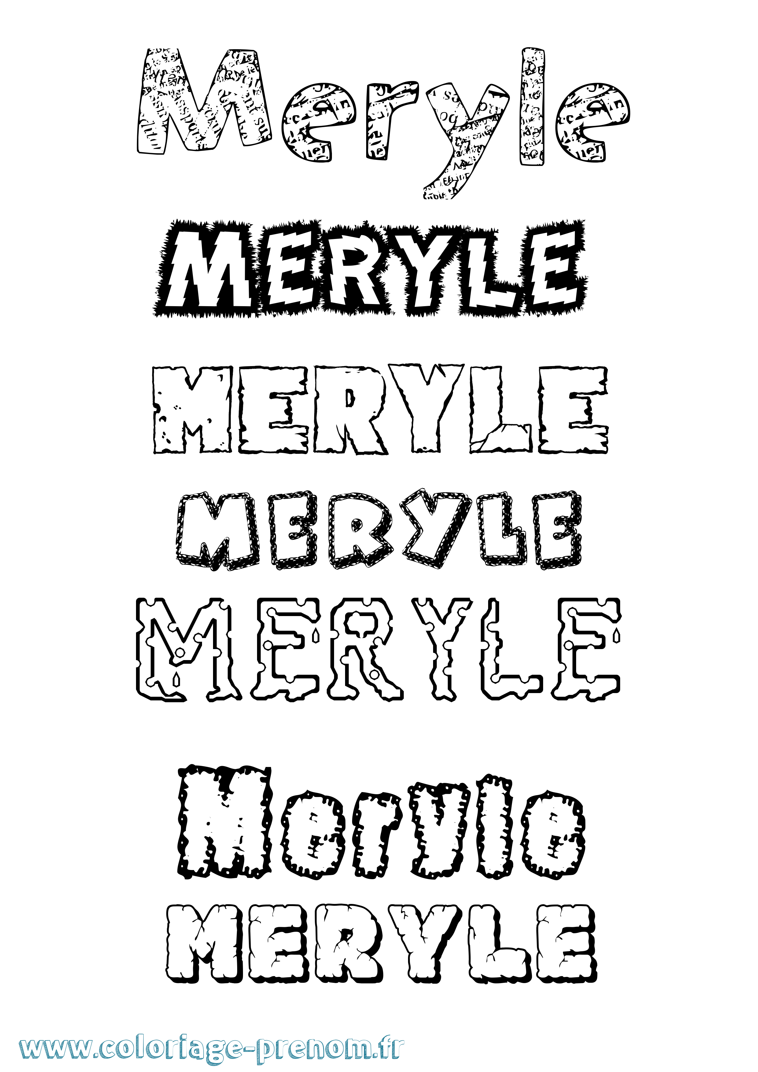 Coloriage Meryle Destructuré Coloriage prénom Meryle Destructuré