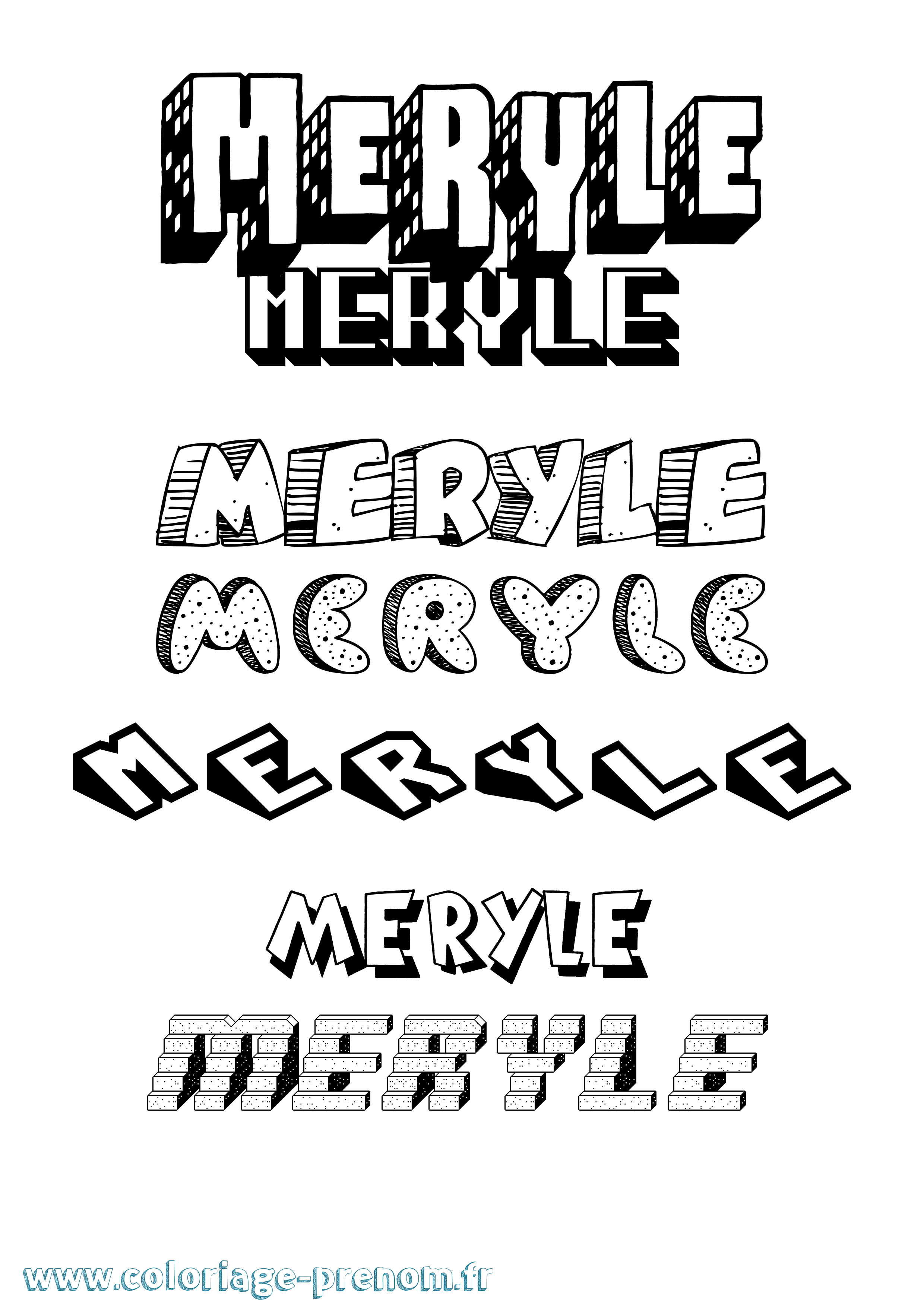 Coloriage Meryle Effet 3D Coloriage prénom Meryle Effet 3D