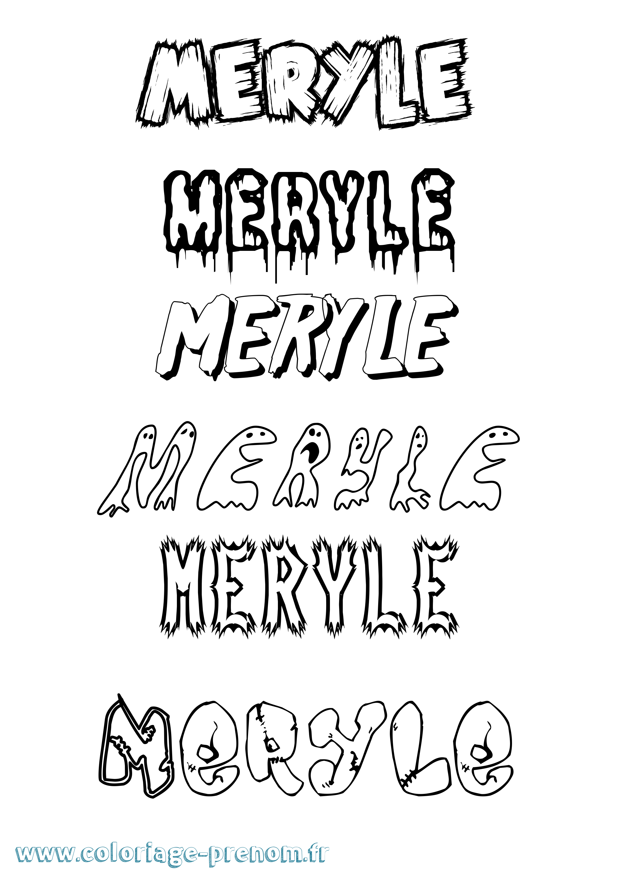 Coloriage Meryle Frisson Coloriage prénom Meryle Frisson