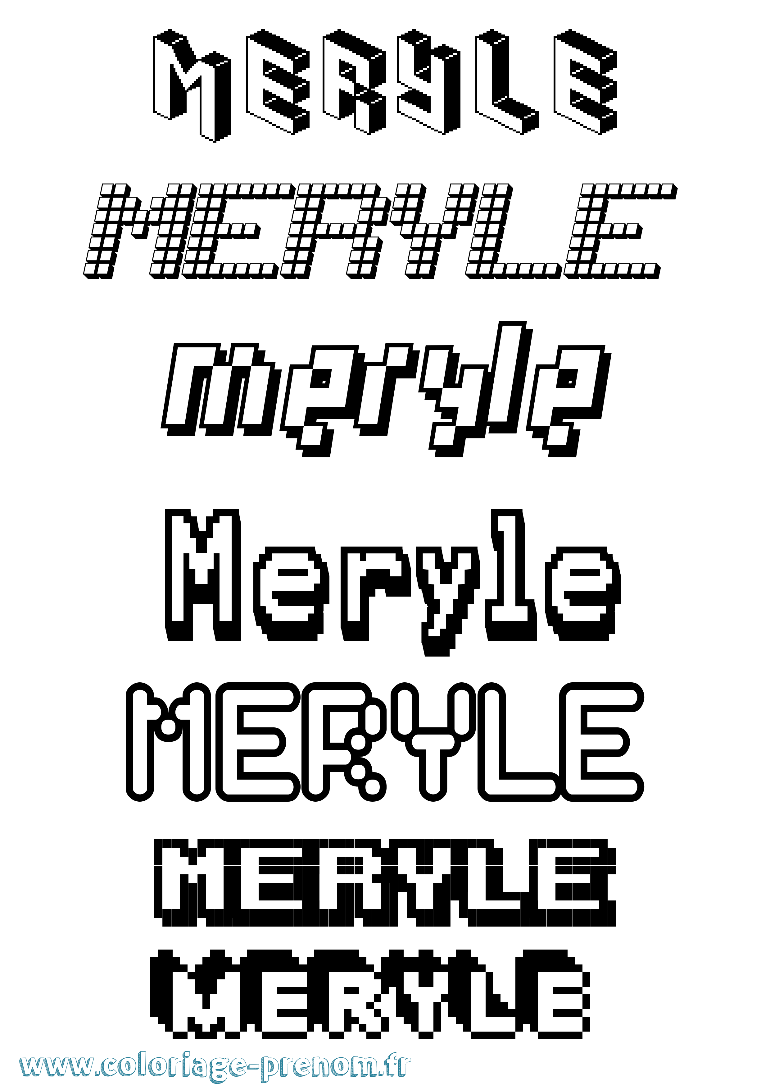 Coloriage Meryle Pixel Coloriage prénom Meryle Pixel