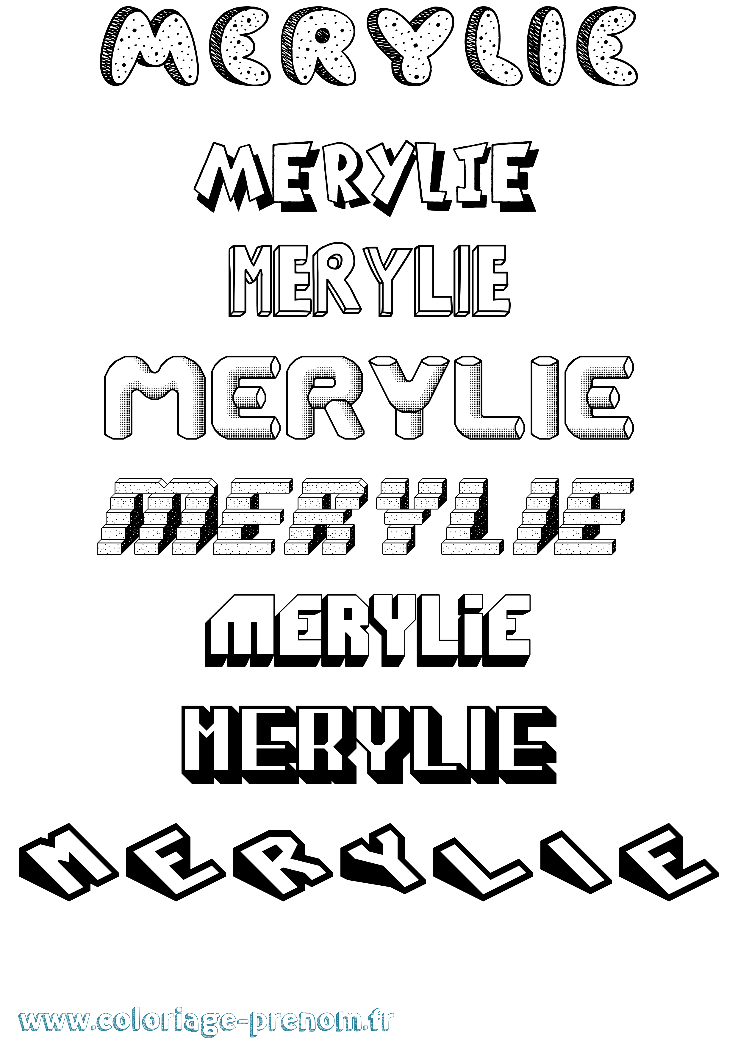 Coloriage Merylie Effet 3D Coloriage prénom Merylie Effet 3D