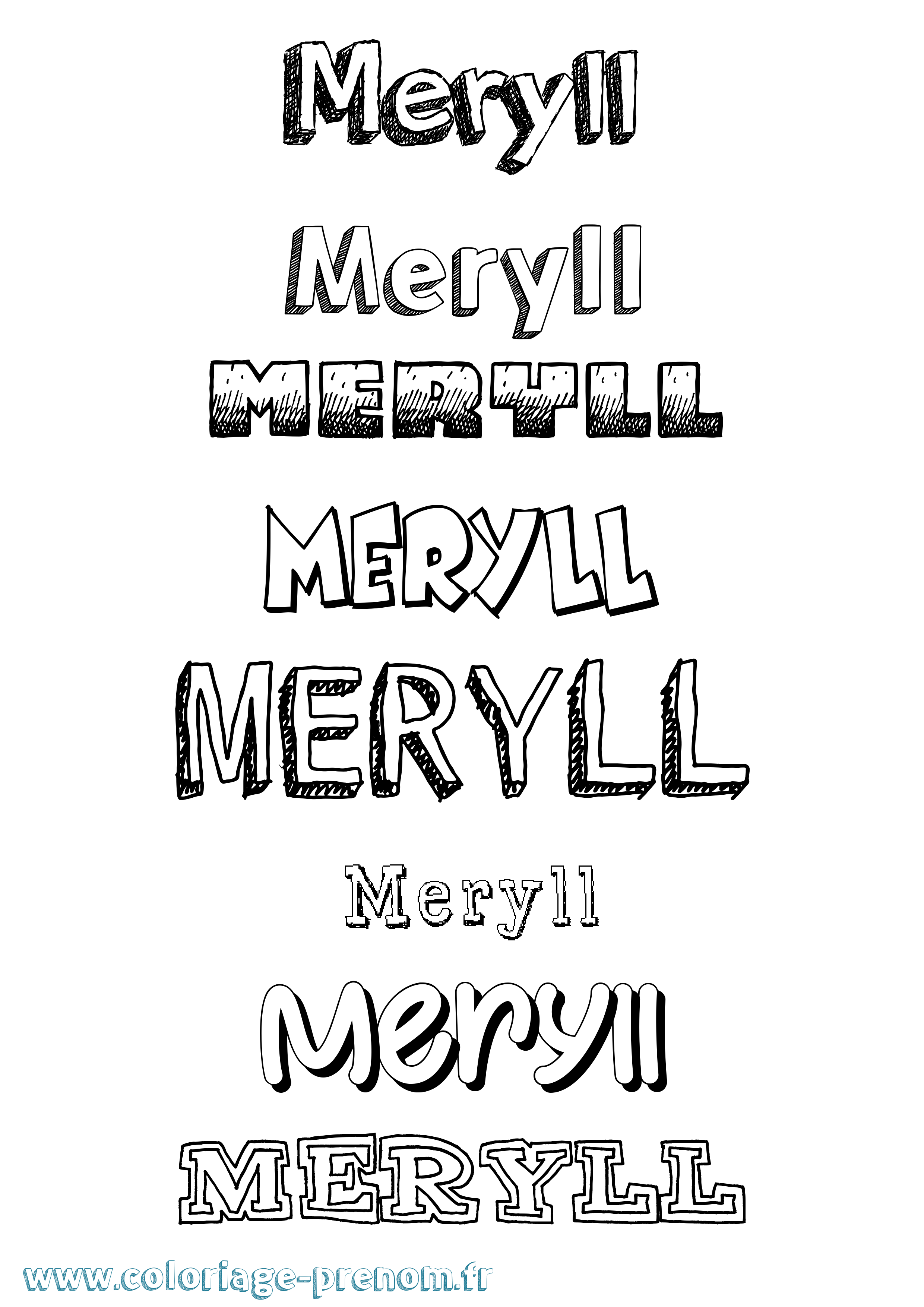 Coloriage Meryll Dessiné Coloriage prénom Meryll Dessiné